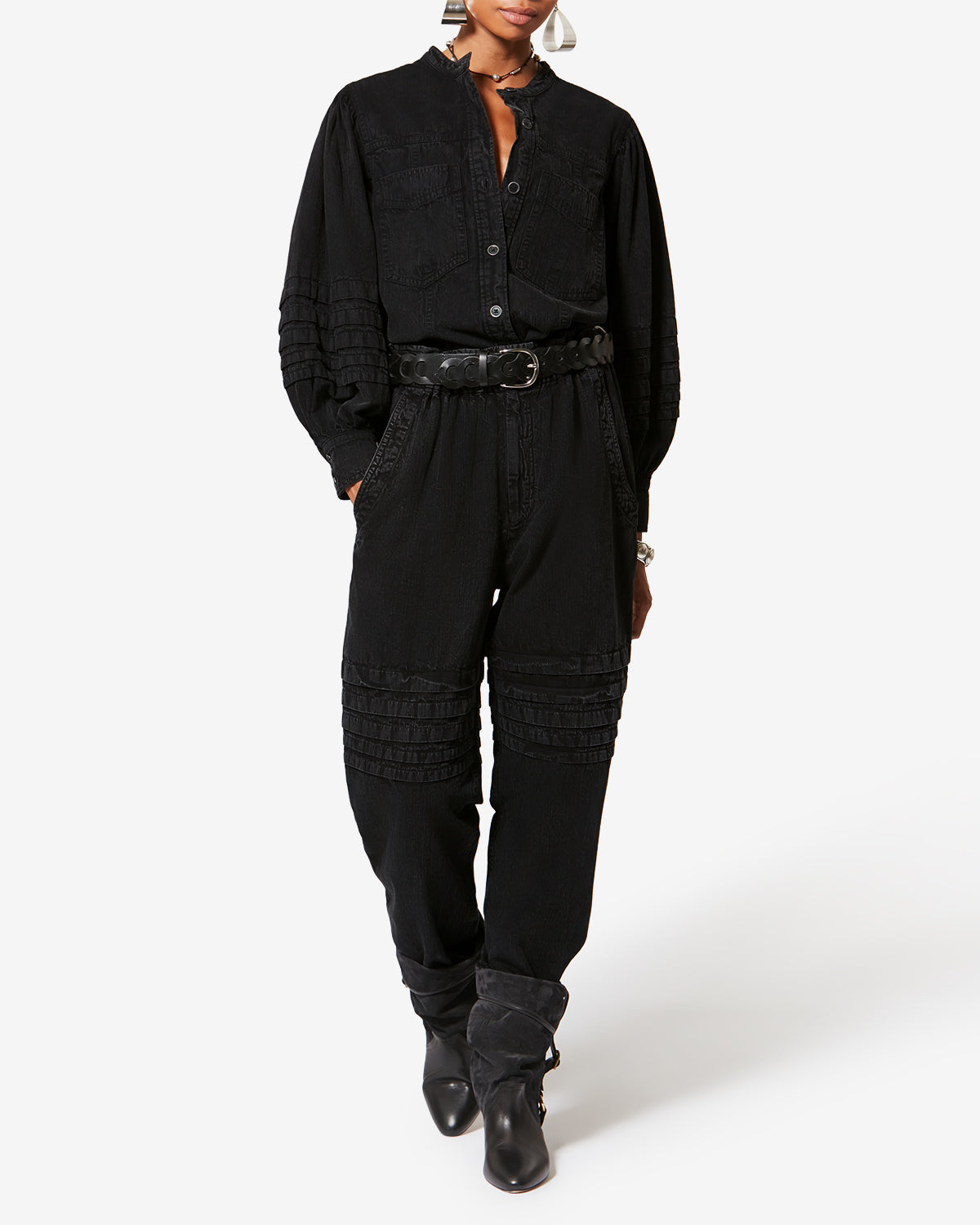 Mileda faded chambray shirt - Black - Woman - 1