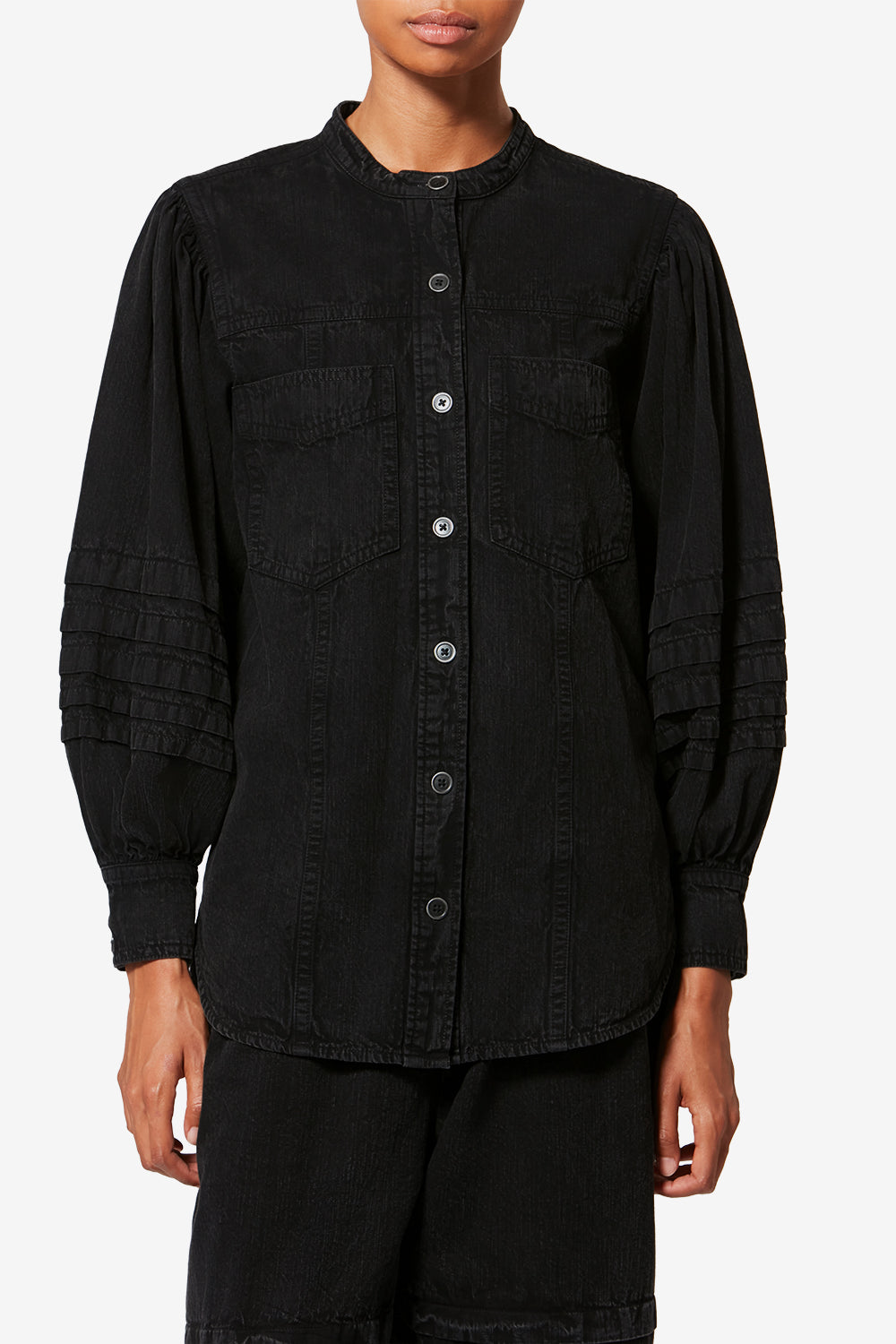 Mileda faded chambray shirt - Black - Woman - 4