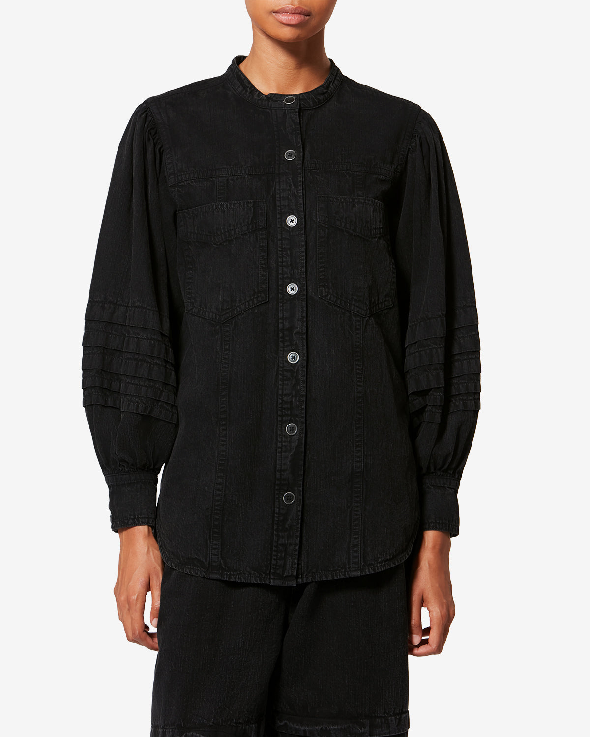 Mileda faded chambray shirt - Black - Woman - 3