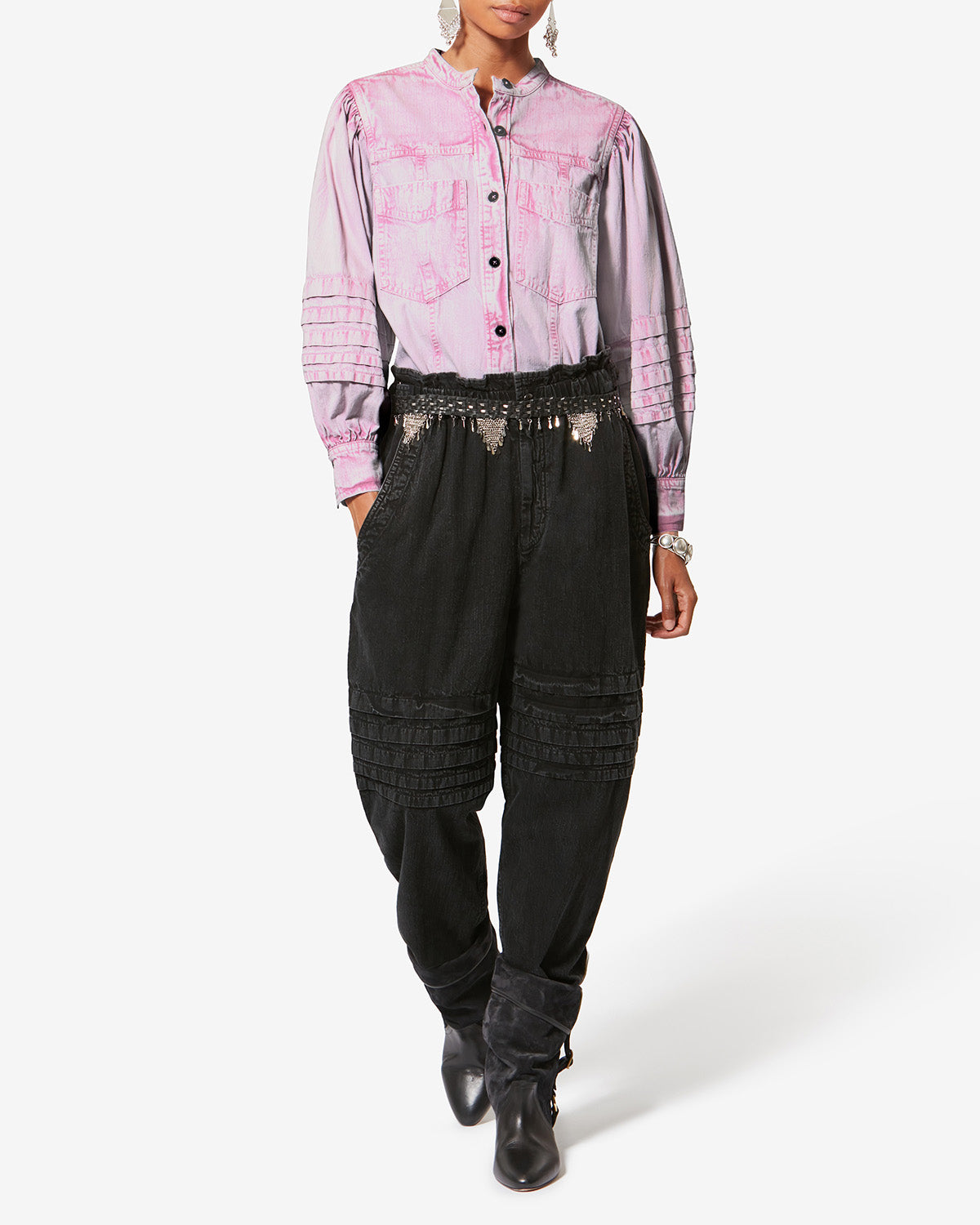 Camicia in chambray délavé mileda - Rosa - Woman - 1