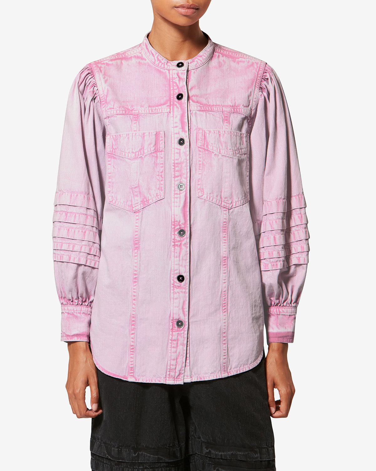 Camicia in chambray délavé mileda - Rosa - Woman - 3