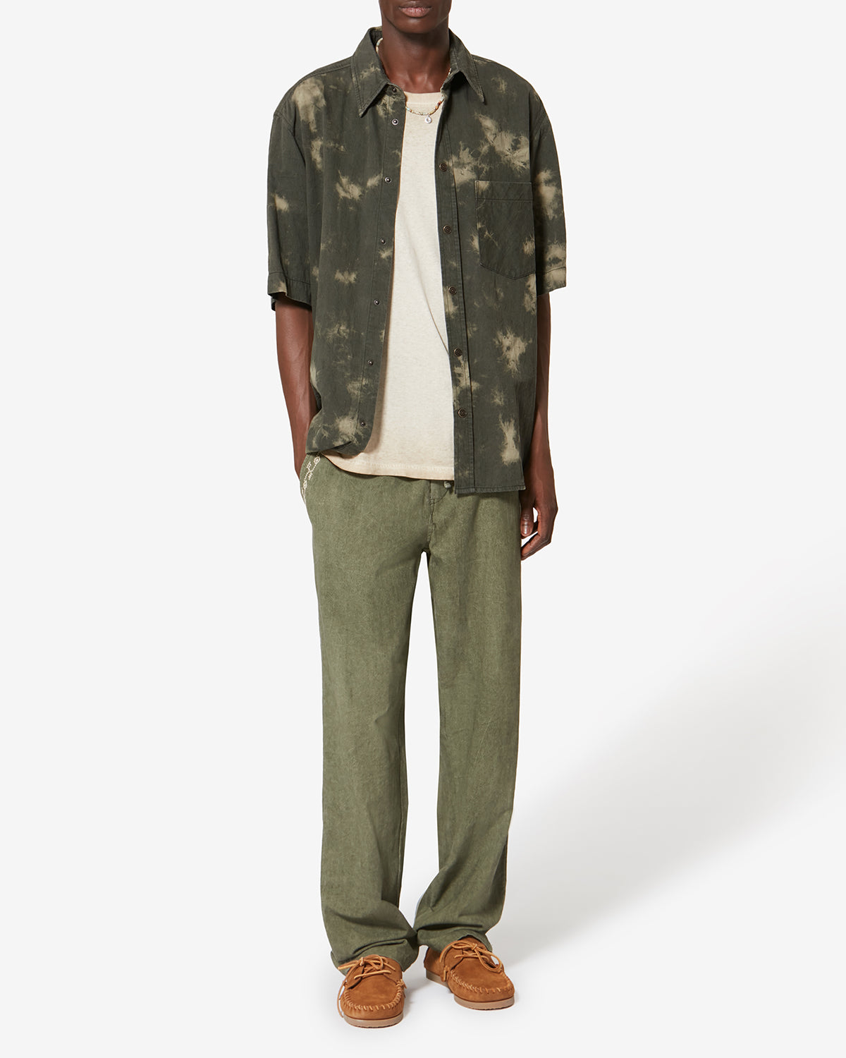 Tabilio quilted chambray shirt - Light khaki - Man - 1