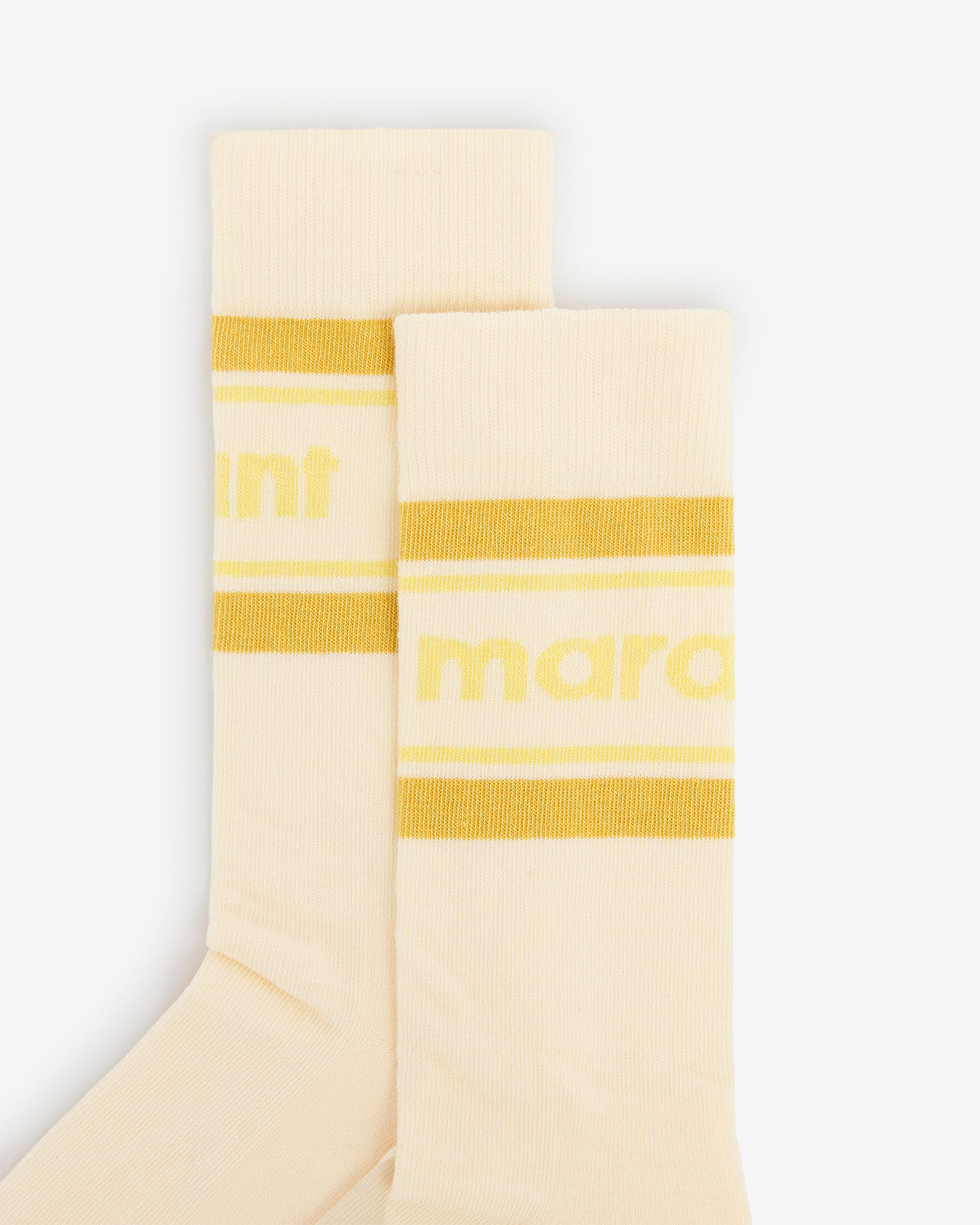 Calzini medi sporty a righe donna - Ecru and yellow - Man - 2