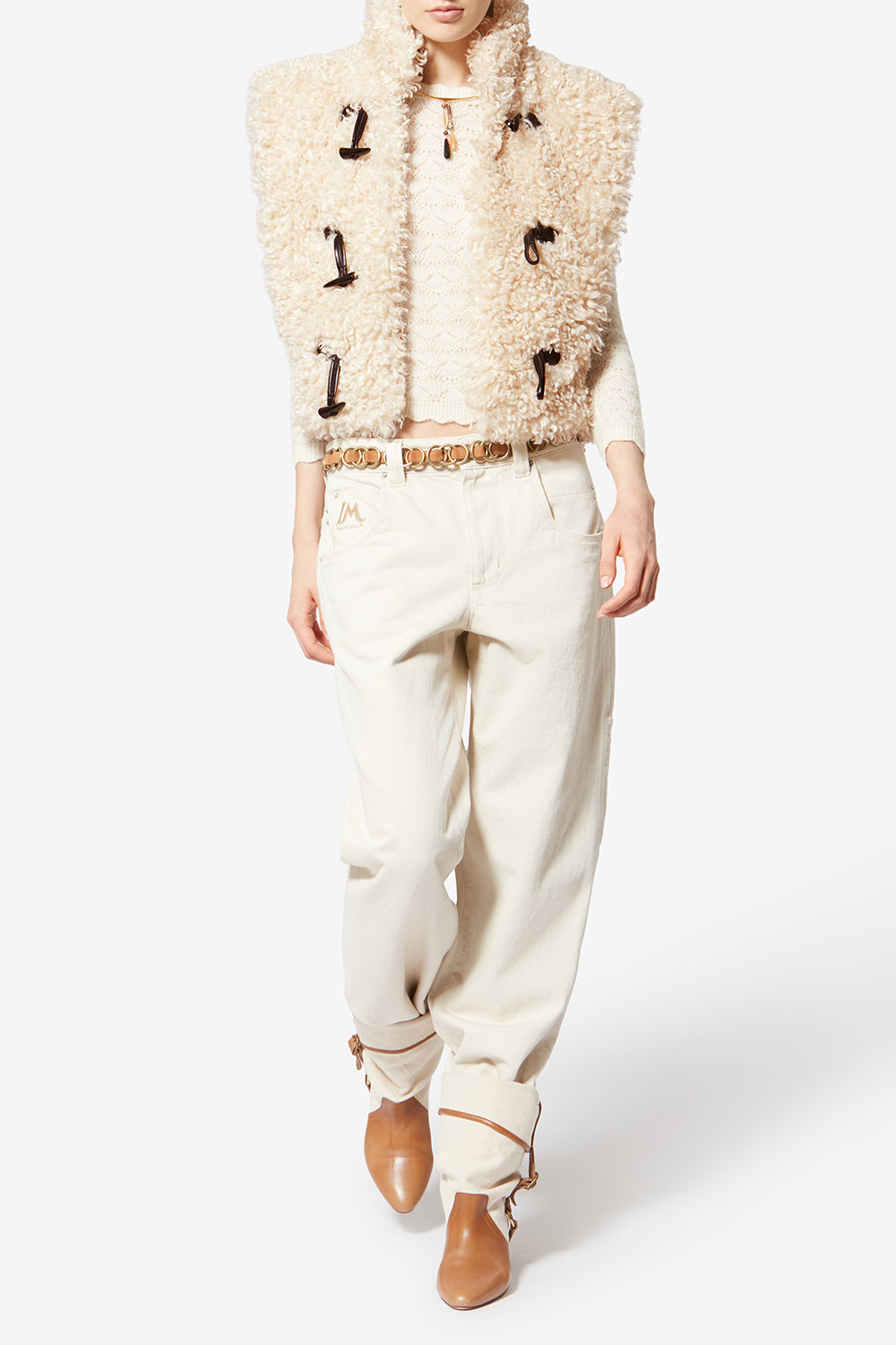 Gilet senza maniche alisa in ecopelliccia bouclé - Ecru - Woman - 2