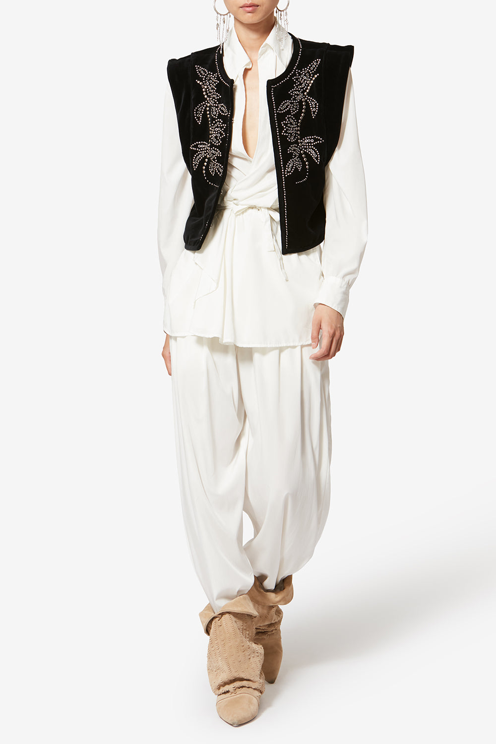 Gilet sans manches en velours clouté poppy - Noir - Woman - 2