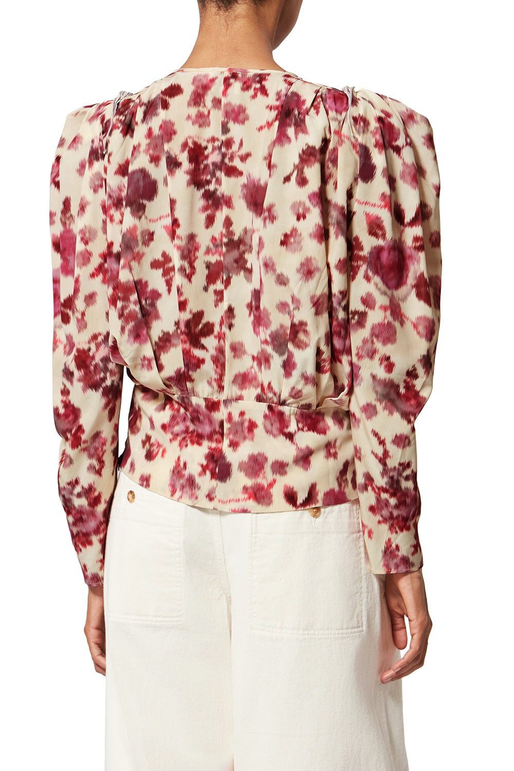 Zarga short printed stretch silk top - Pink - Woman - 5