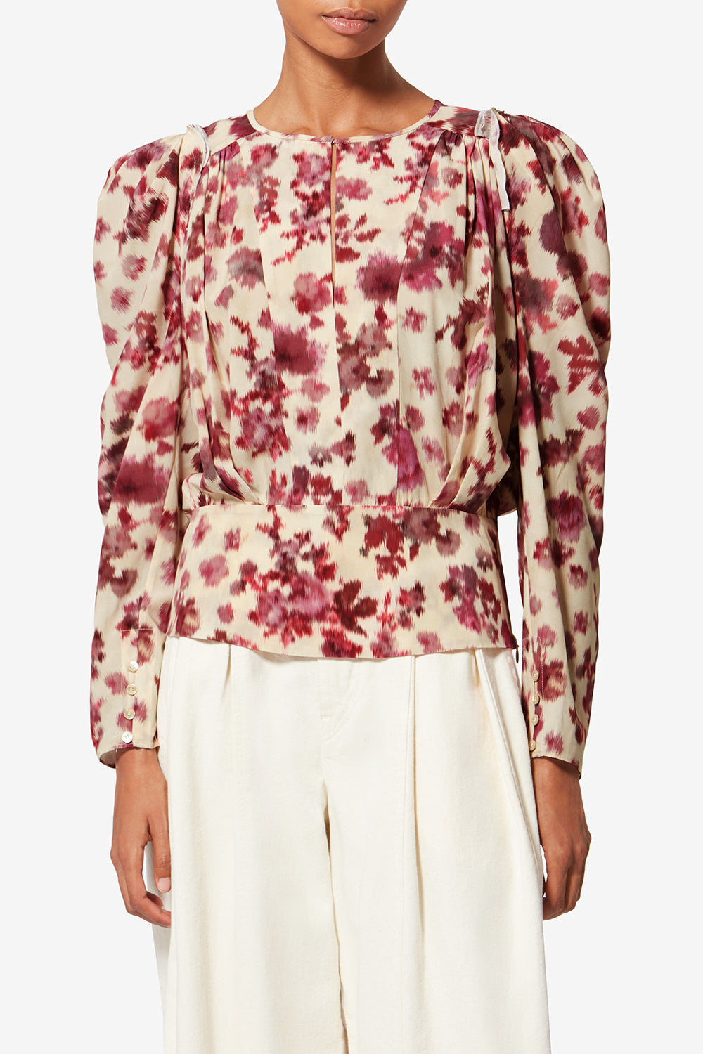 Zarga short printed stretch silk top - Pink - Woman - 4