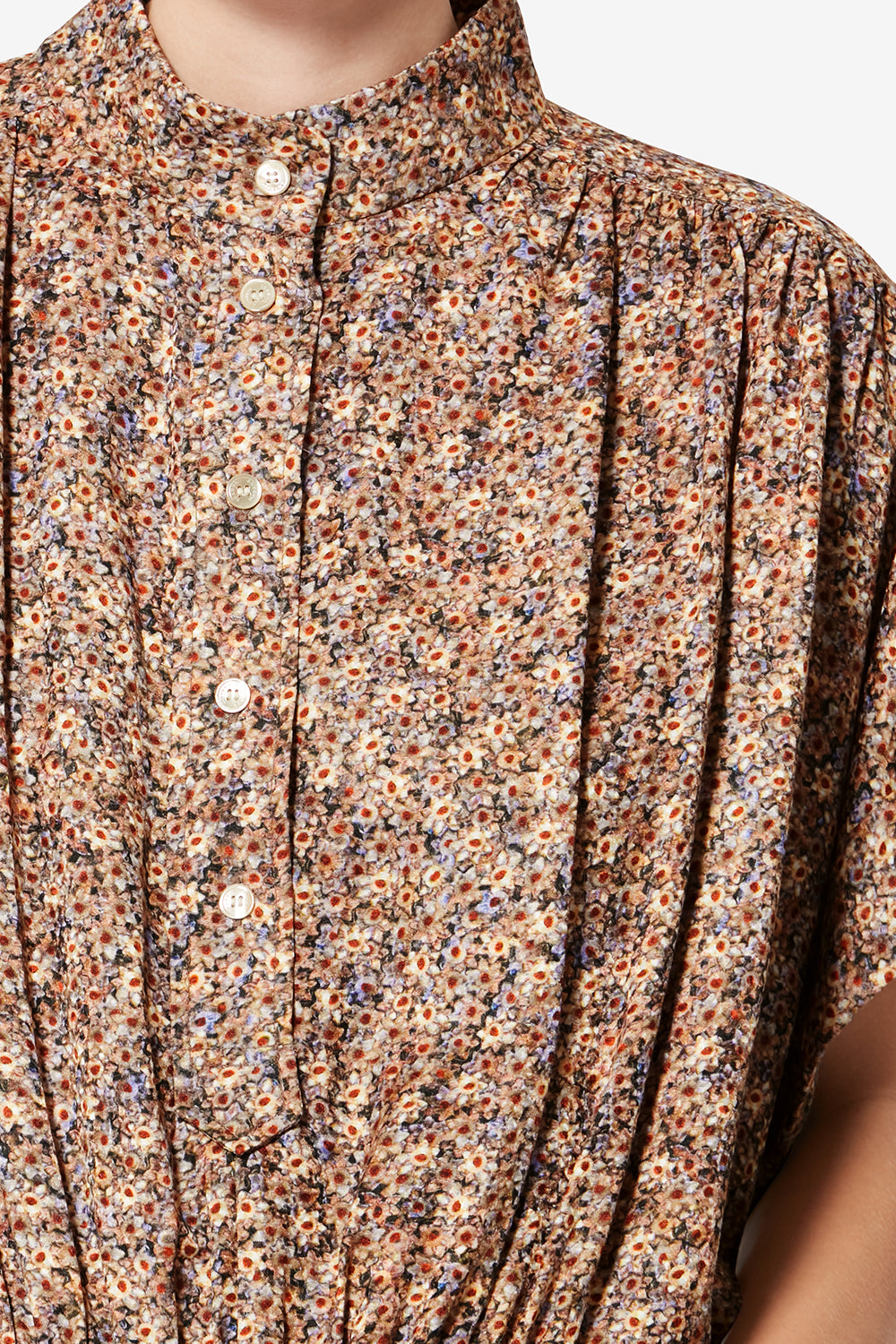 Top azalea aus geblümtem seiden-jacquard - Ochre - Woman - 3