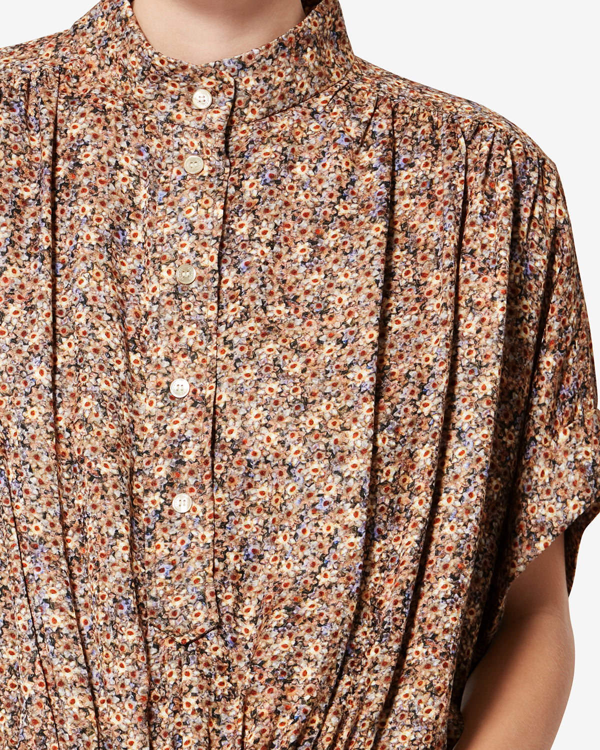 Top azalea aus geblümtem seiden-jacquard - Ochre - Woman - 2