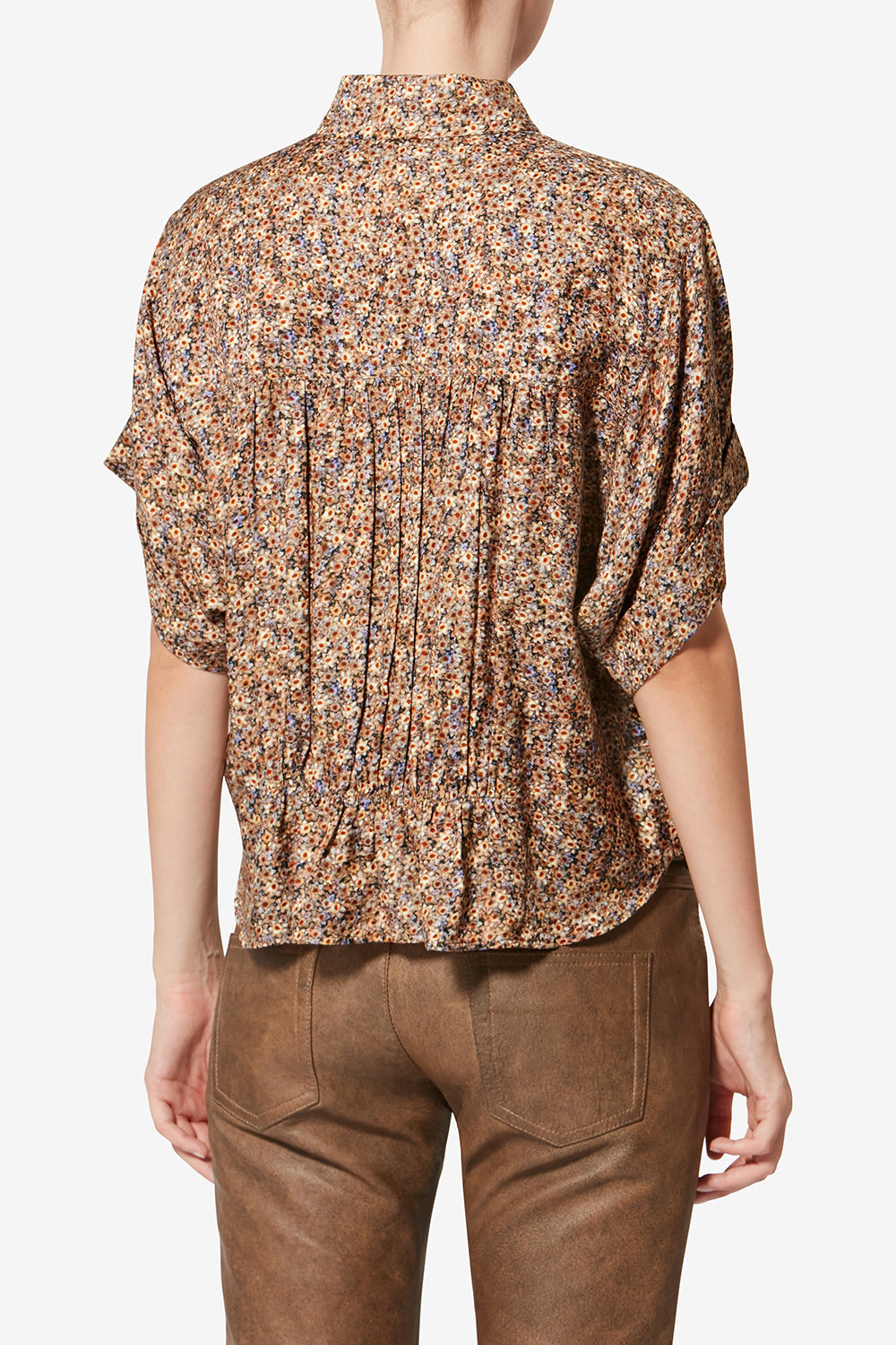 Top azalea aus geblümtem seiden-jacquard - Ochre - Woman - 5