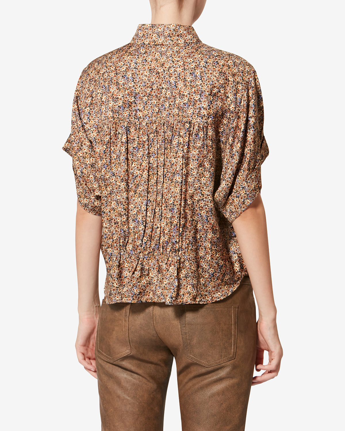 Top azalea aus geblümtem seiden-jacquard - Ochre - Woman - 4