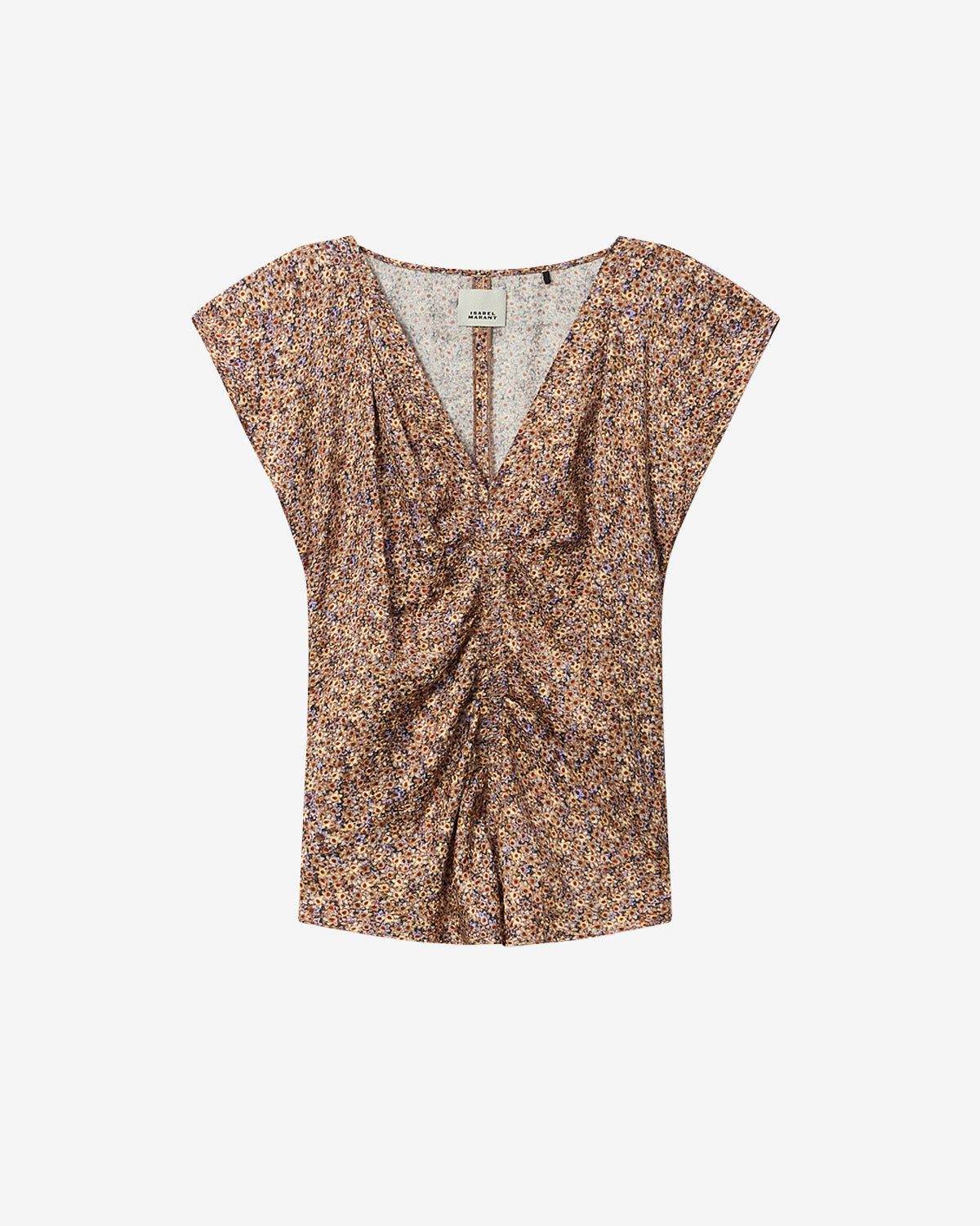 Top drapé en jacquard de soie fleuri lonea - Ocre - Woman - 5