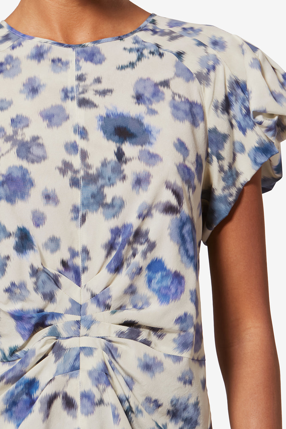 Tullya printed draped stretch silk top - Blue - Woman - 3