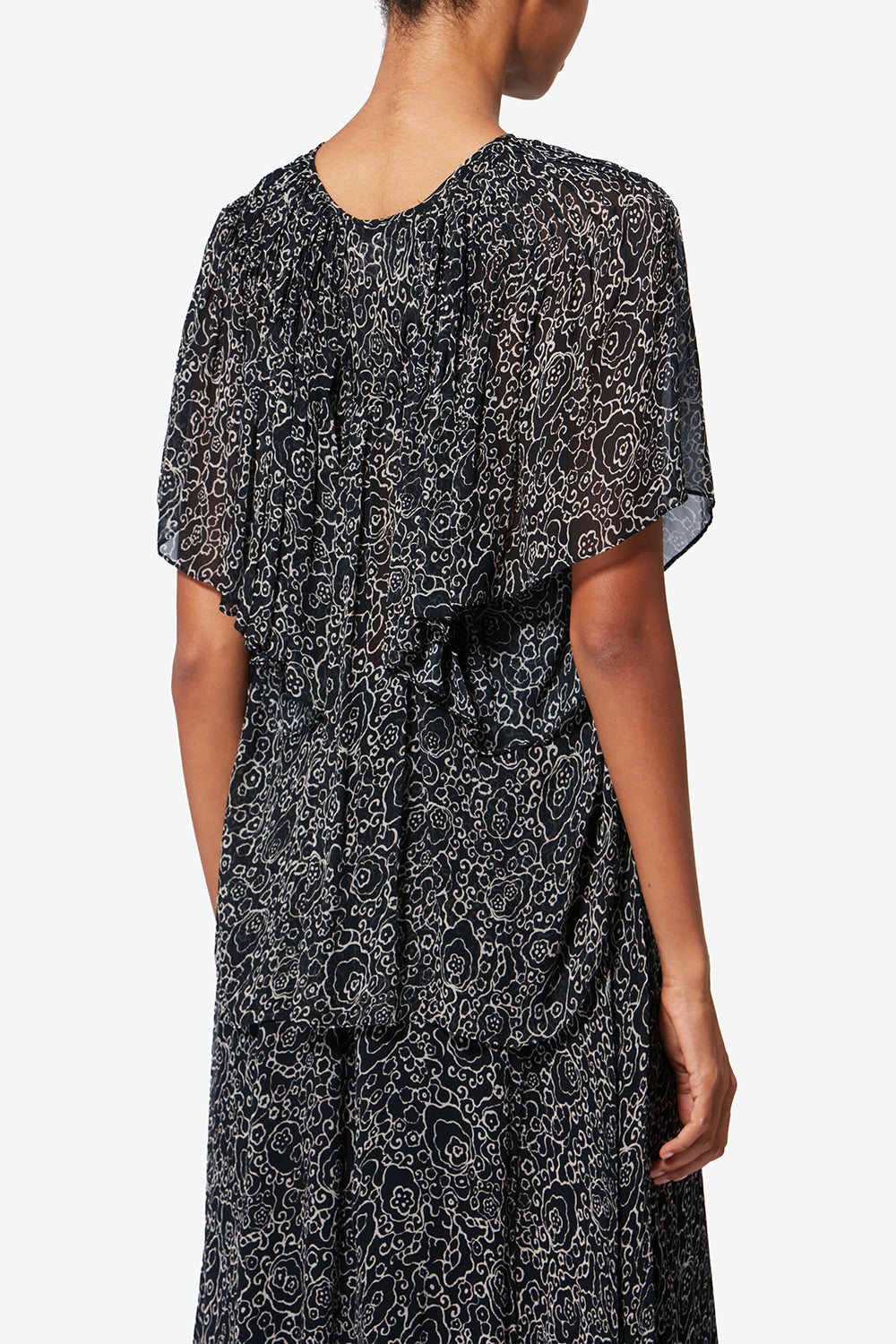 Blouse à manches courtes neslya en mousseline imprimée - Noir et écru - Woman - 5