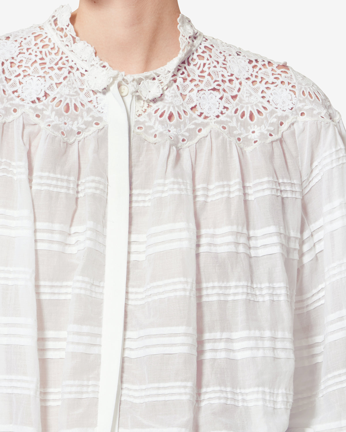 Blusa polly in cotone e pizzo a fiori - Bianco - Woman - 2