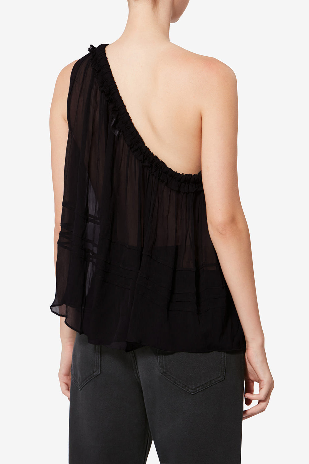 Maglia asimmetrica loeva in mussola stampata - Nero - Woman - 5