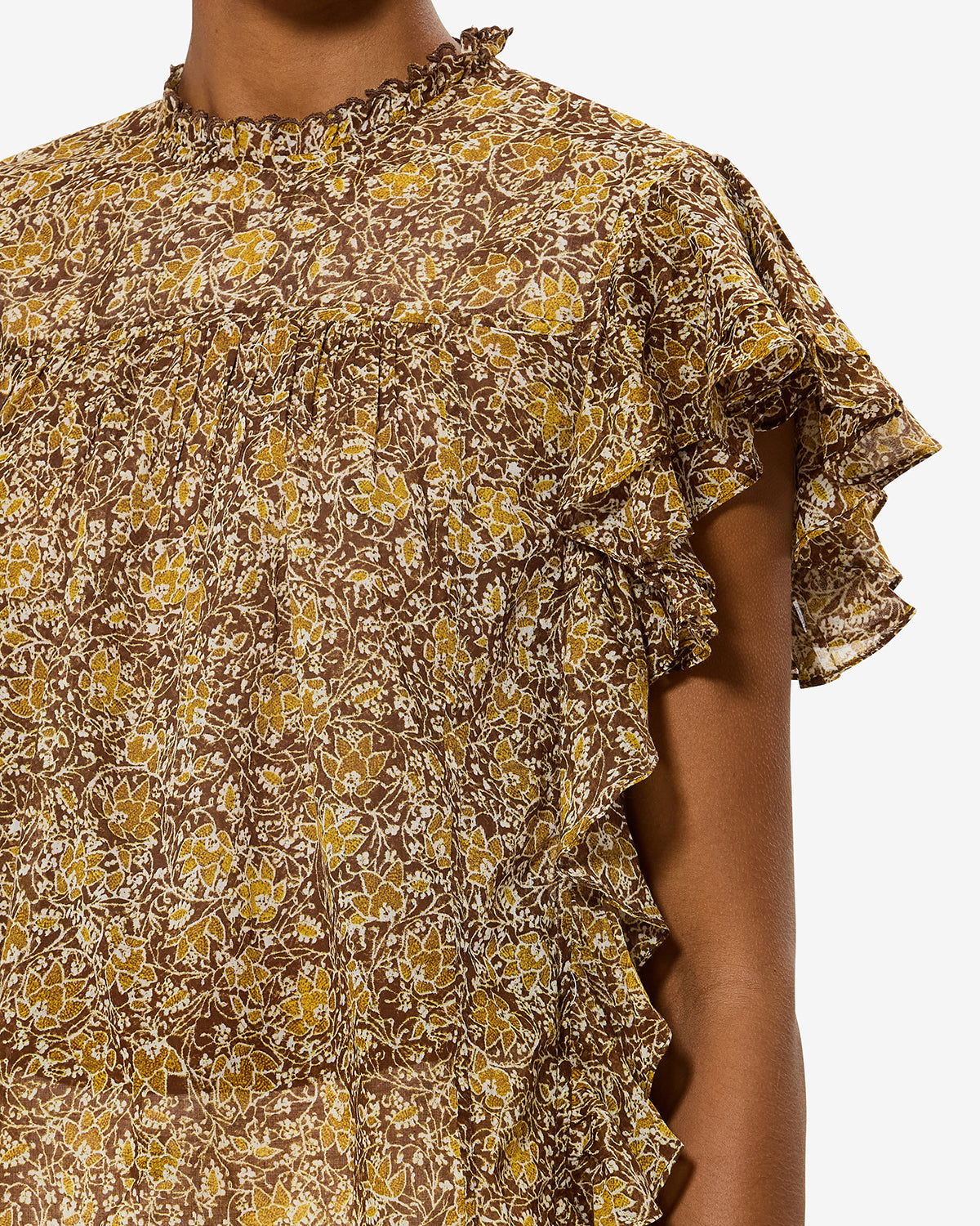 Top con volantes dalyane de gasa de algodón estampado - Caqui - Woman - 2