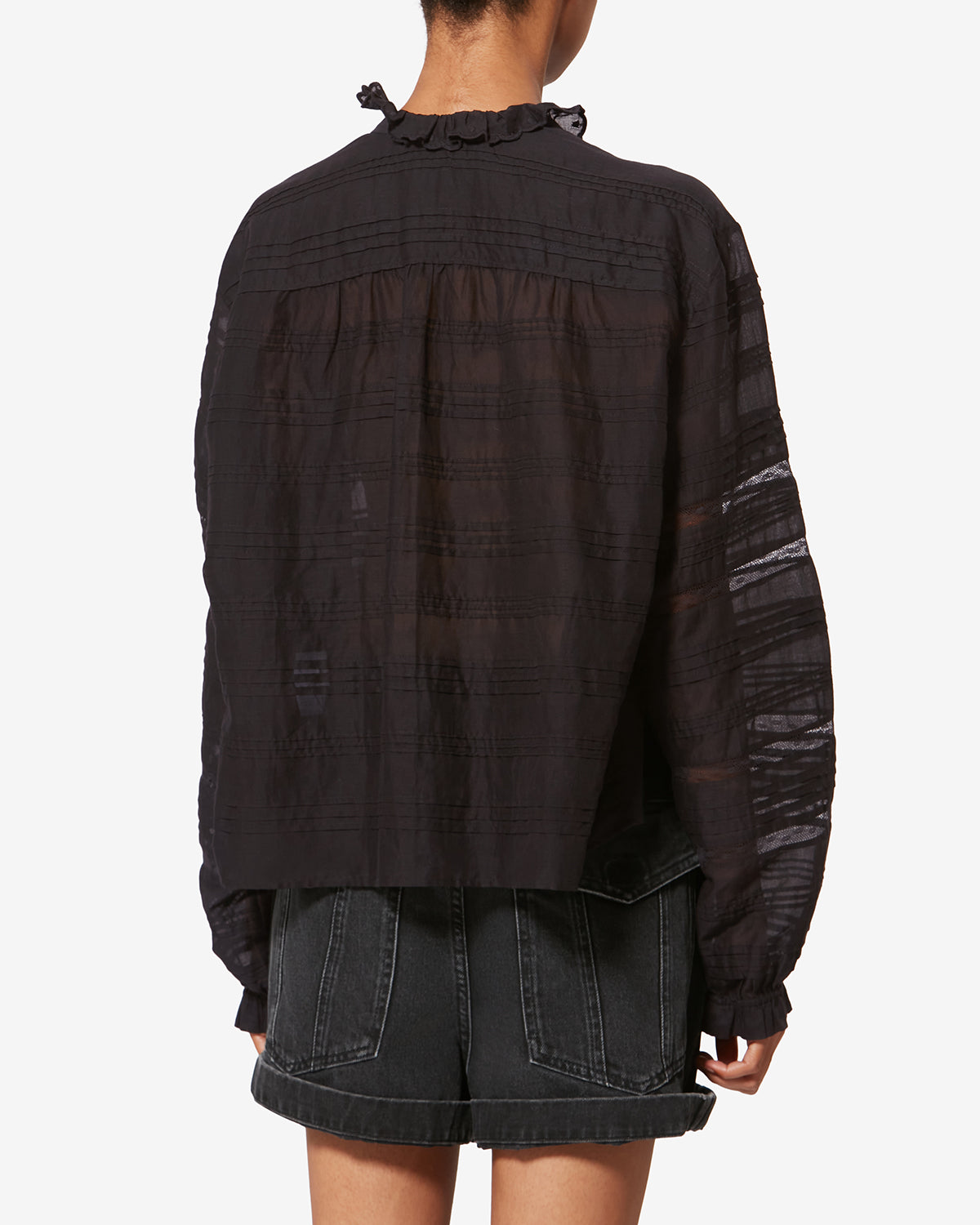 Peline 코튼 플로럴 레이스 블라우스 - 검은색 - Woman - 4