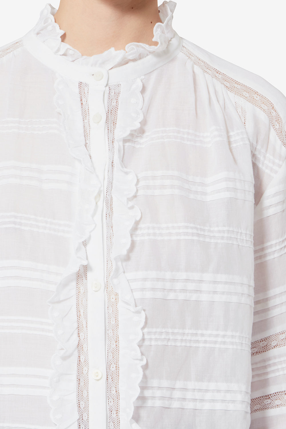 Peline cotton and floral lace blouse - White - Woman - 3