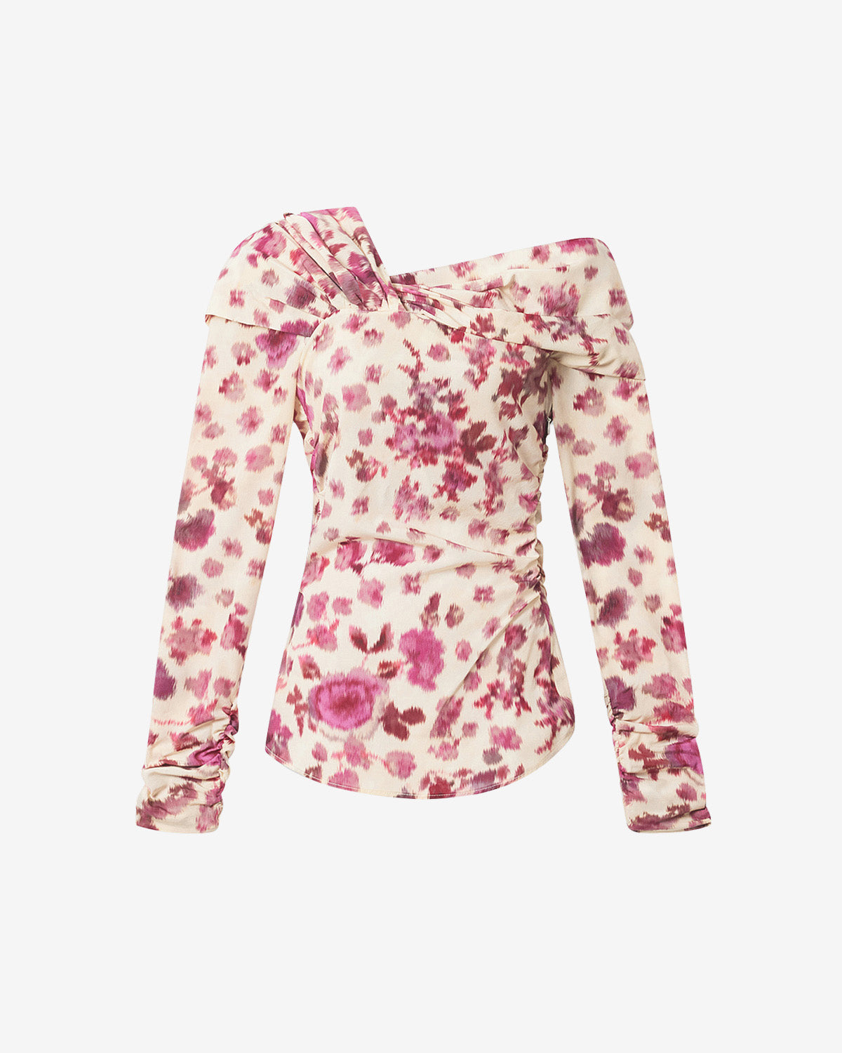 Top drappeggiato e stampato in seta stretch danka - Rosa - Woman - 5