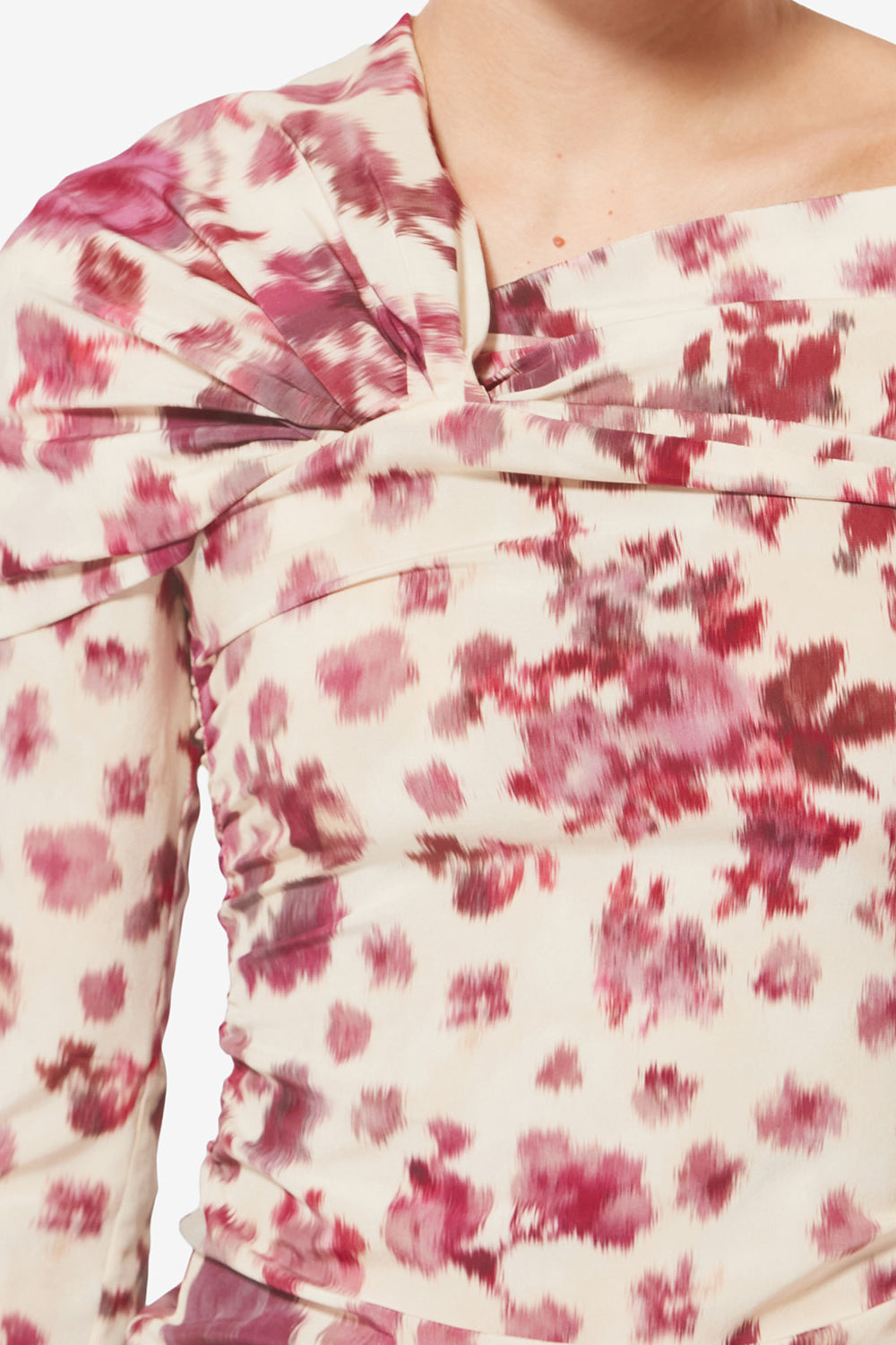 Danka printed draped stretch silk top - Pink - Woman - 3