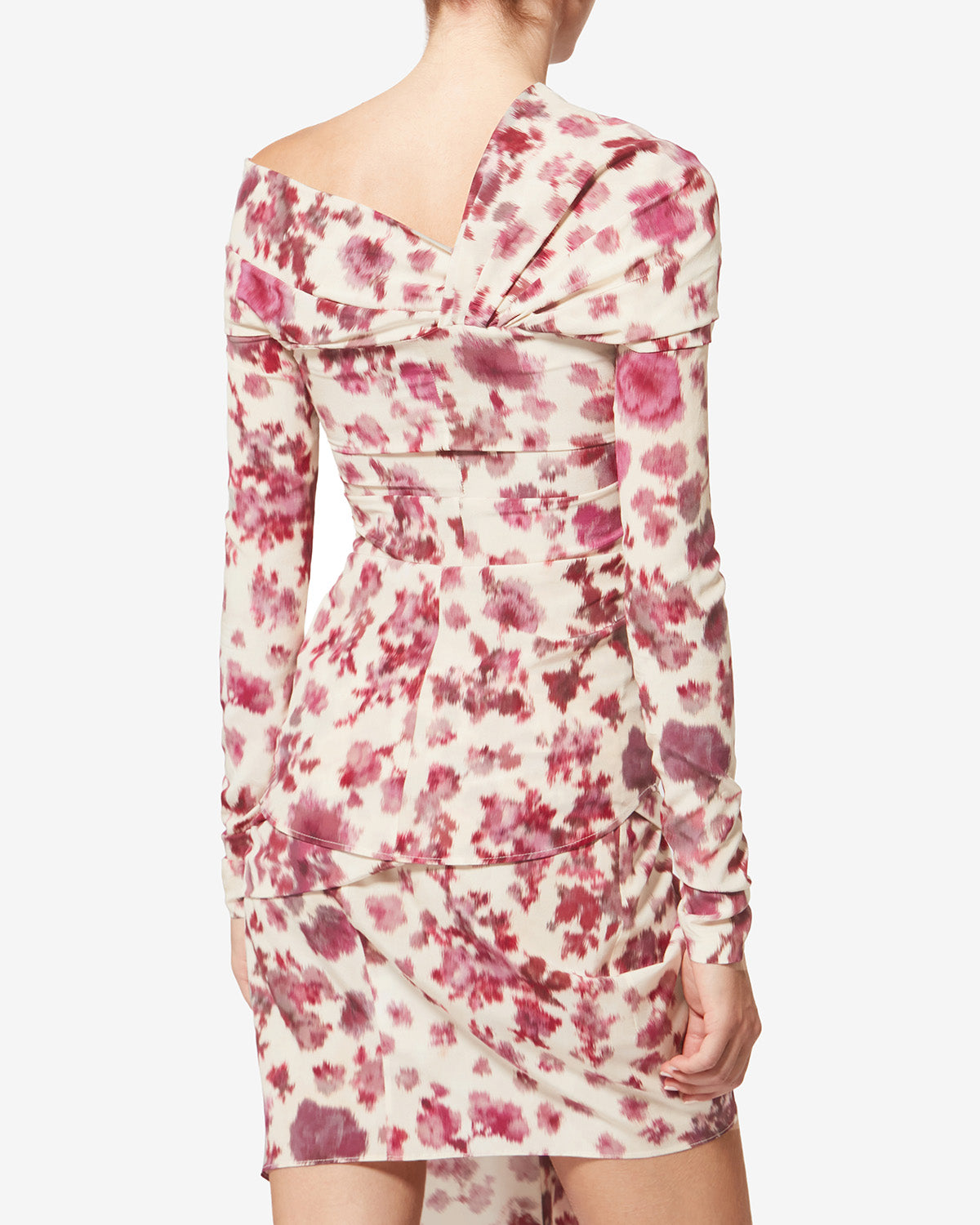 Top drappeggiato e stampato in seta stretch danka - Rosa - Woman - 4