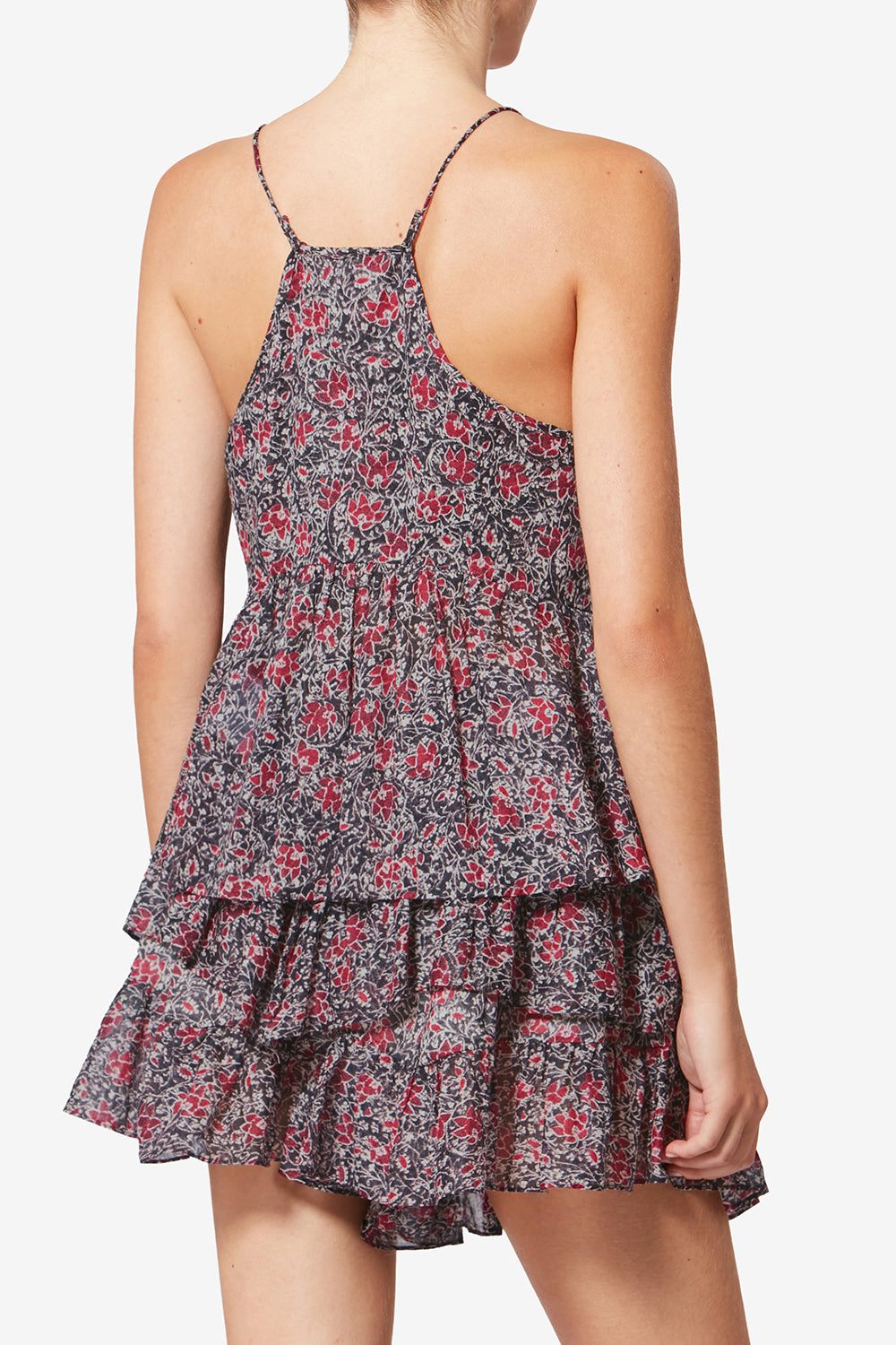 Lirhetta strappy printed organic cotton voile top - Crushed berry - Woman - 5