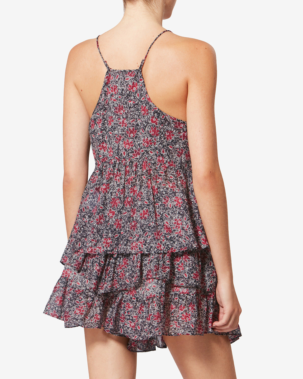 Lirhetta strappy printed organic cotton voile top - Crushed berry - Woman - 4