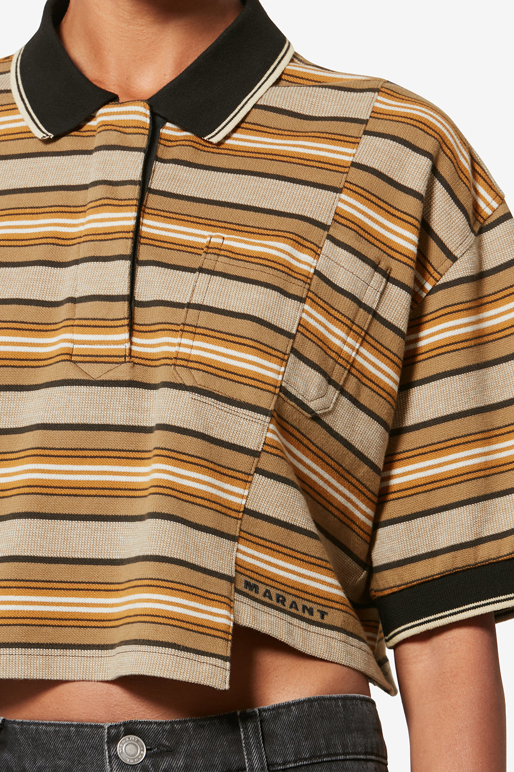 Isalyne striped cotton piqué polo shirt - Beige-khaki - Woman - 3