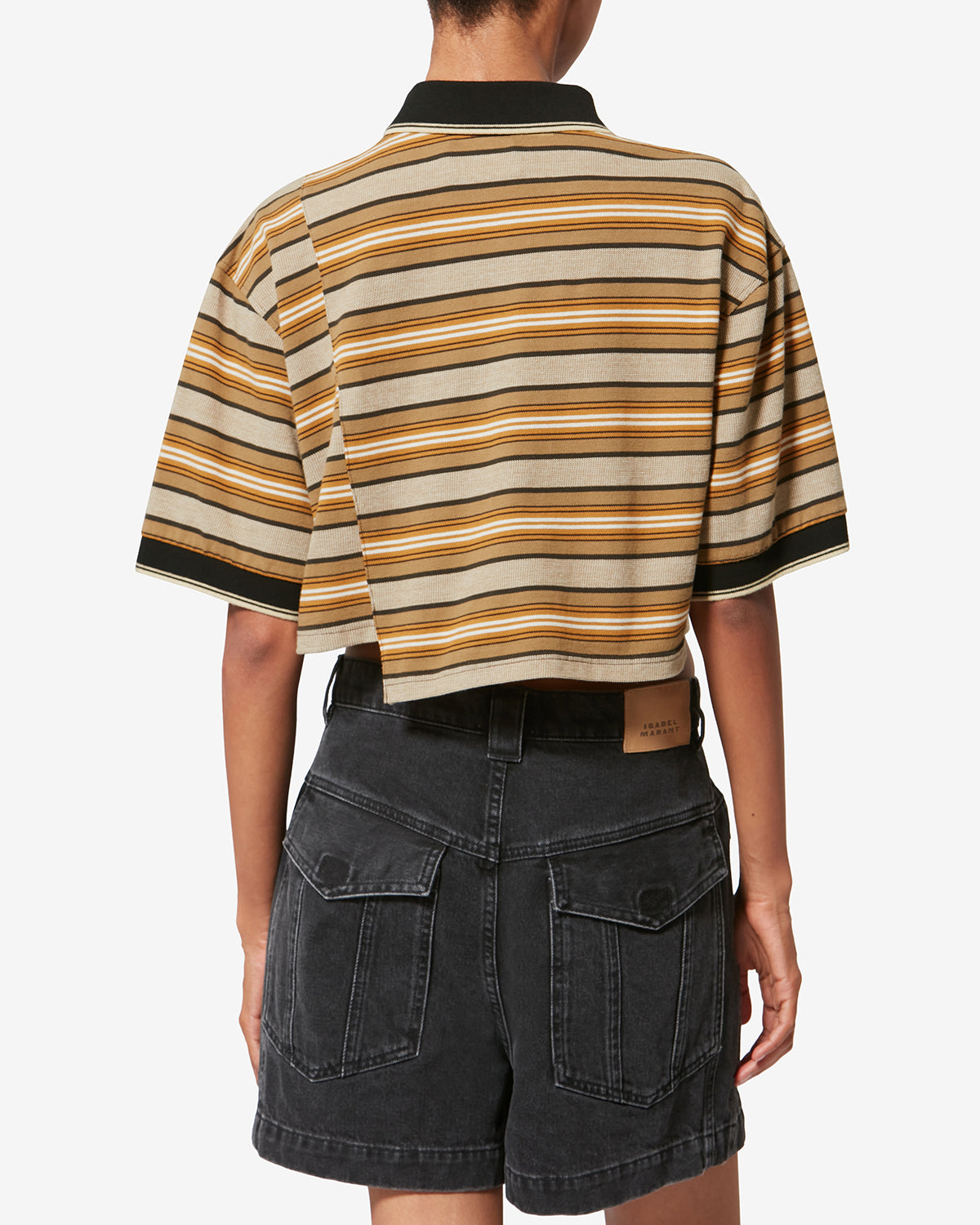 Polo isalyne in piqué di cotone a righe - Beige-khaki - Woman - 4