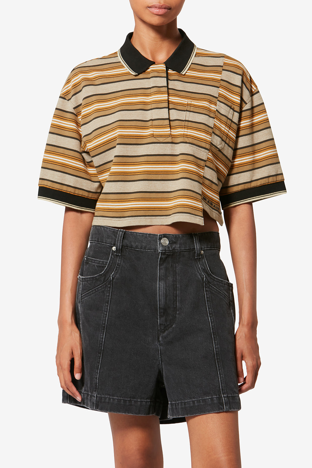 Isalyne striped cotton piqué polo shirt - Beige-khaki - Woman - 4