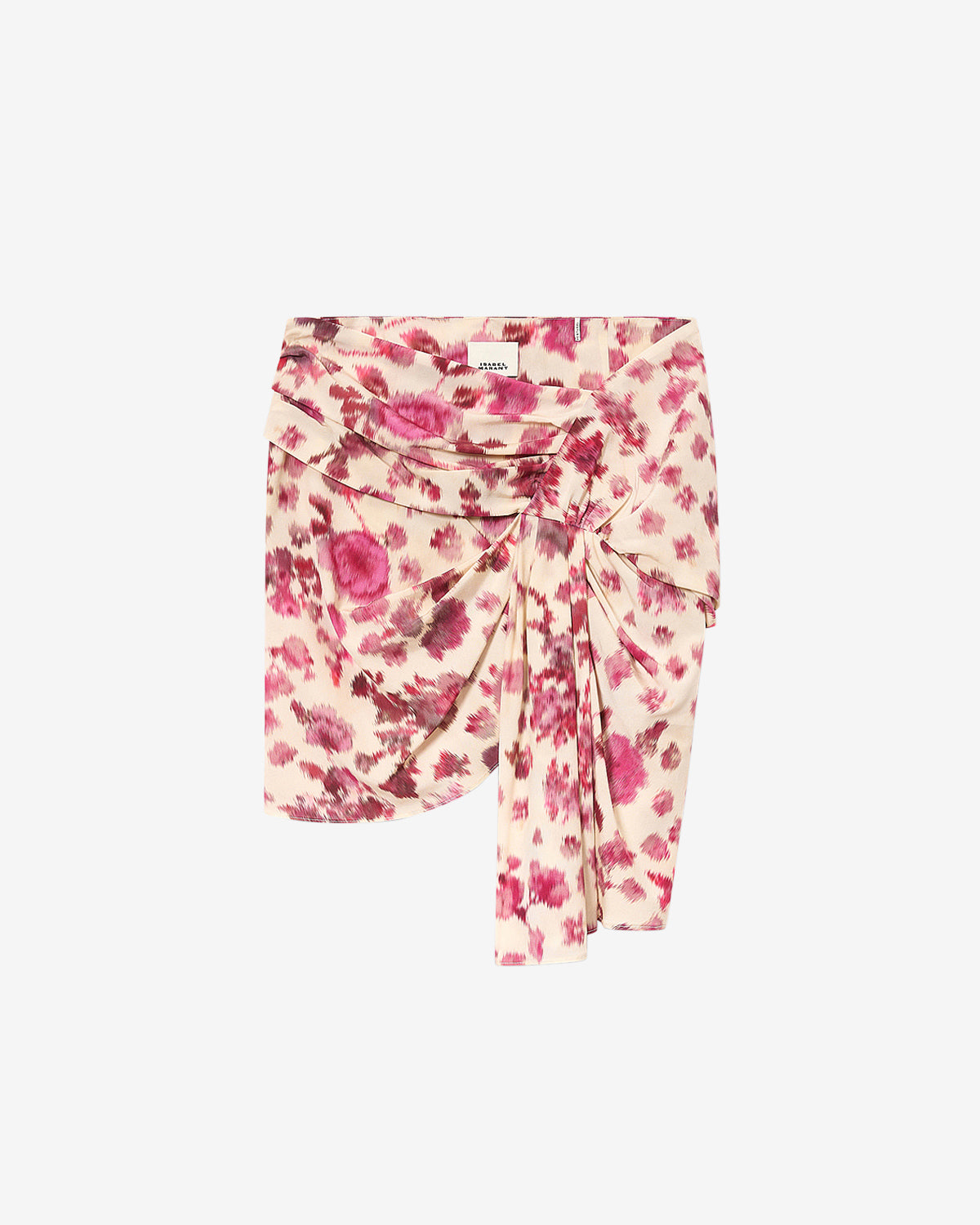Gonna corta drappeggiata ovia in seta stretch con stampa - Rosa - Woman - 5