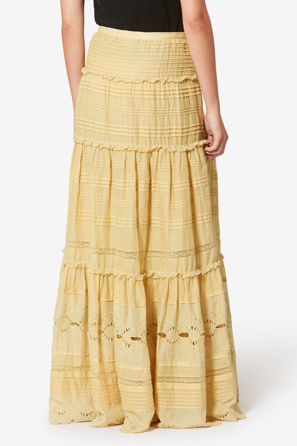 Paoline frilly cotton and floral lace skirt - Light ochre - Woman - 5
