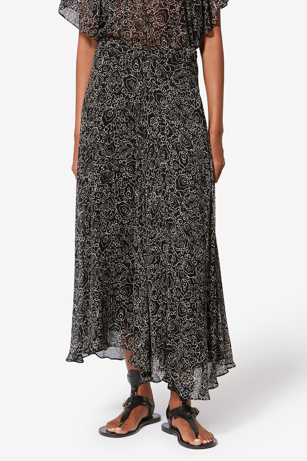 Sottogonna lycia in mussola con stampa - Black and ecru - Woman - 4