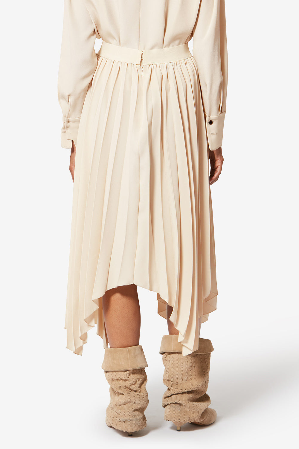 Felixa long pleated flowing crepe skirt - Ecru - Woman - 5