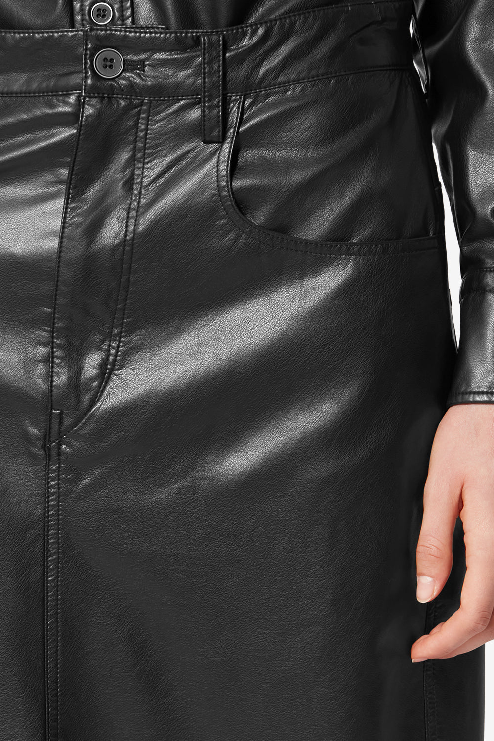 Gonna a tubino in morbida e pregiata similpelle nelaura - Nero - Woman - 3
