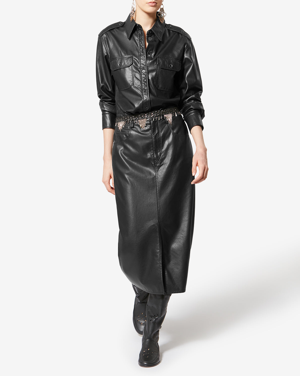 Nelaura fine and soft faux leather pencil skirt - Black - Woman - 1