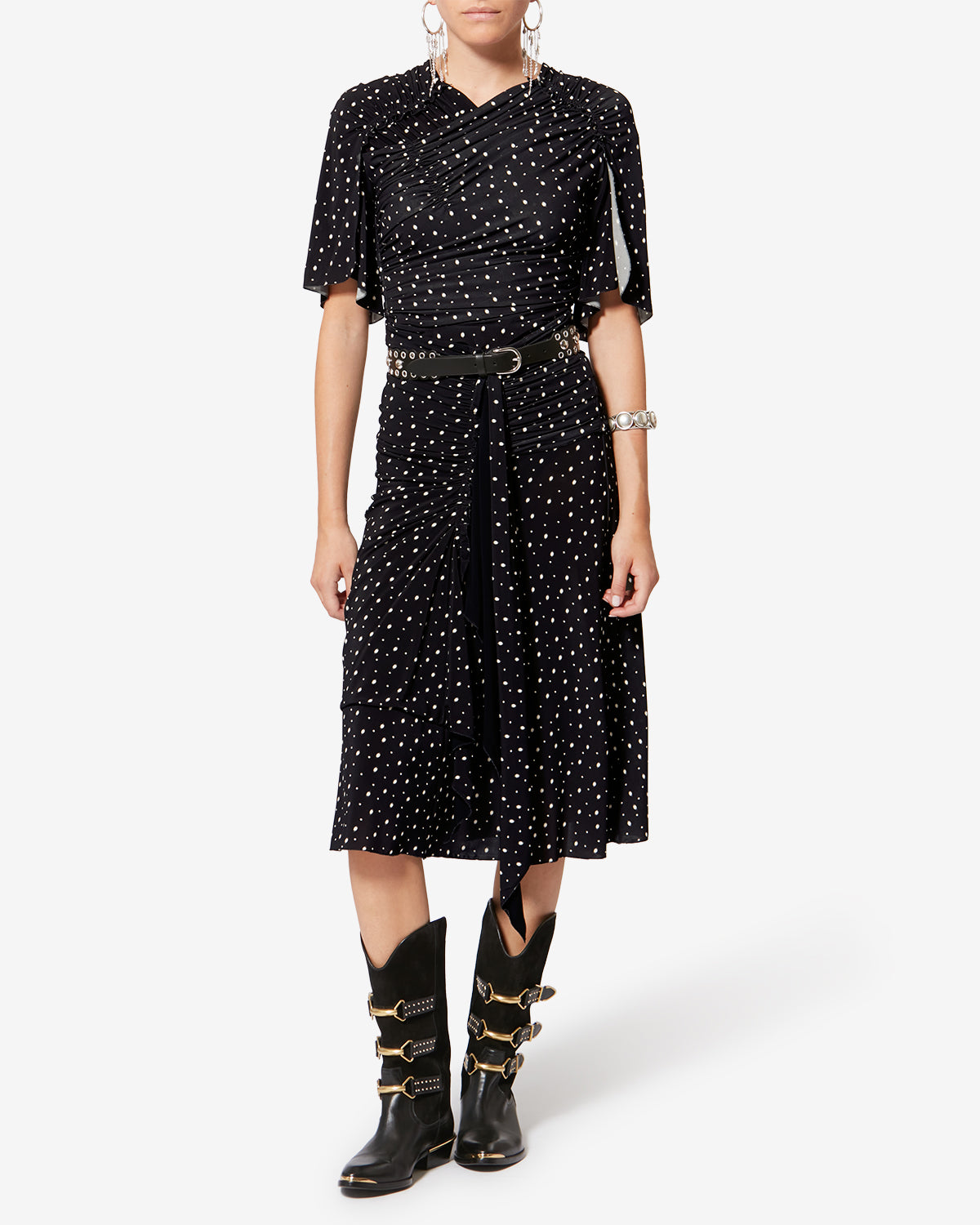 Gonna midi gyelle - Black and ecru - Woman - 1