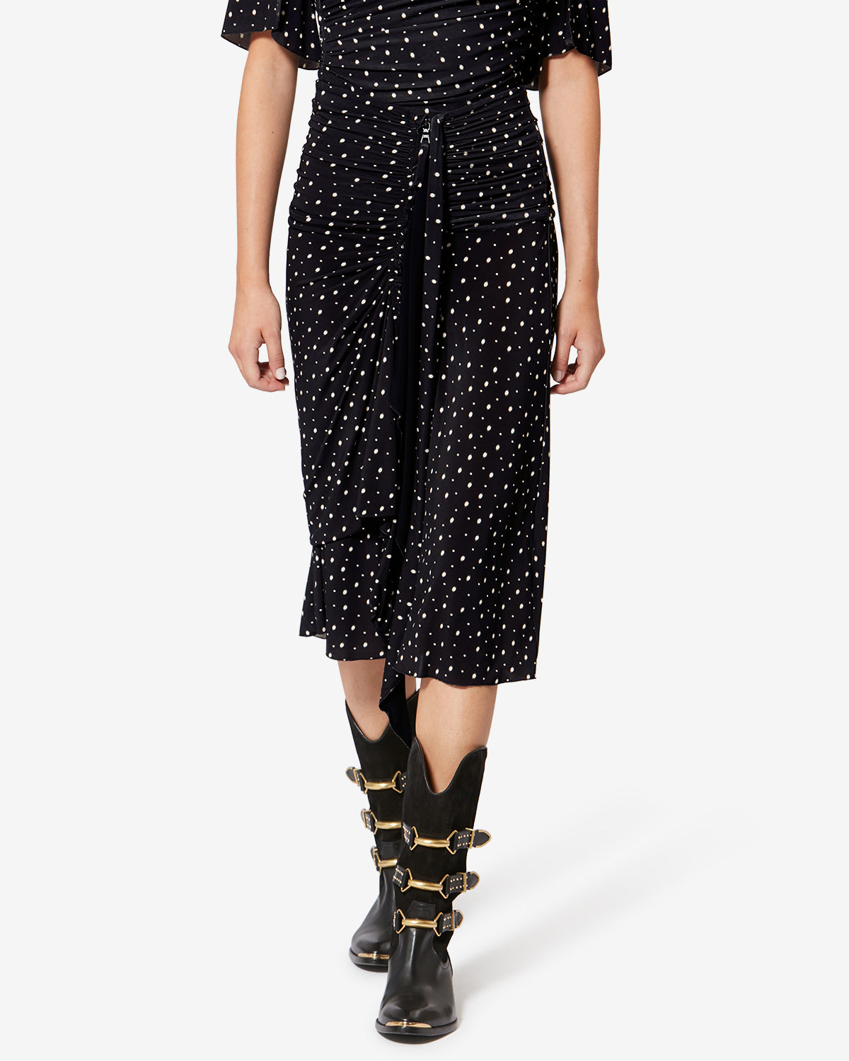 Gonna midi gyelle - Black and ecru - Woman - 3