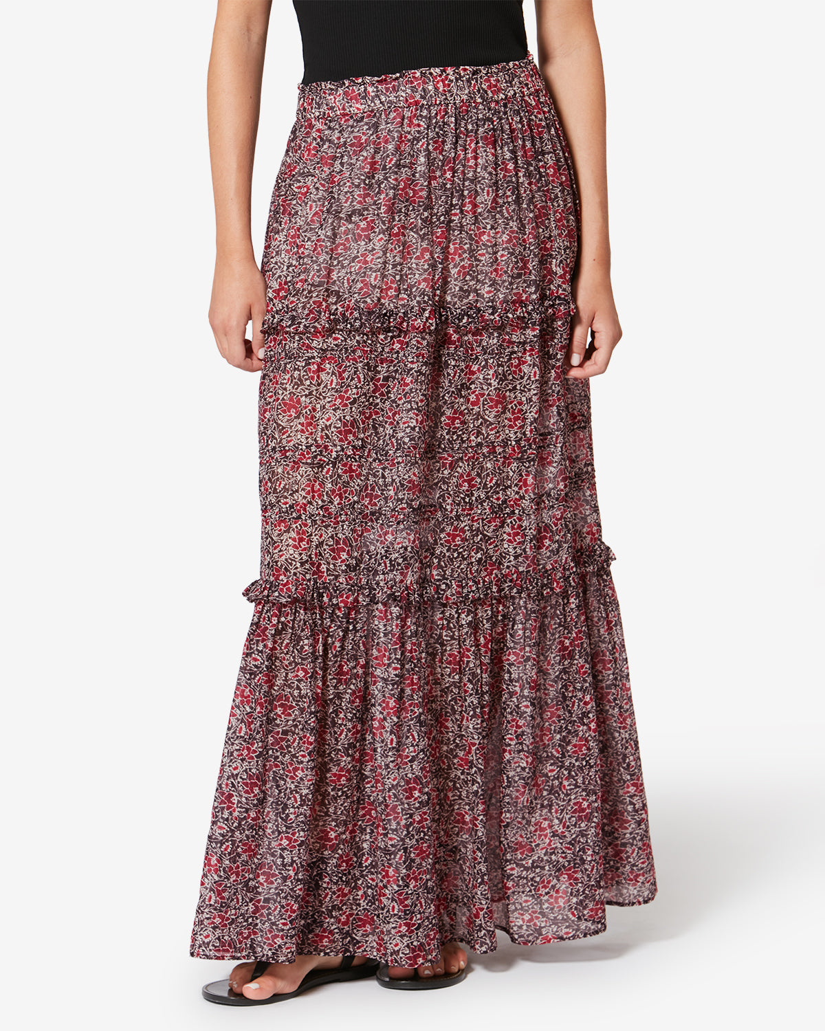訳あり isabel marant étoile シルク スカート ミモザ LYCIA SKIRT Woman black and ecru | ISABEL MARANT Official online store
