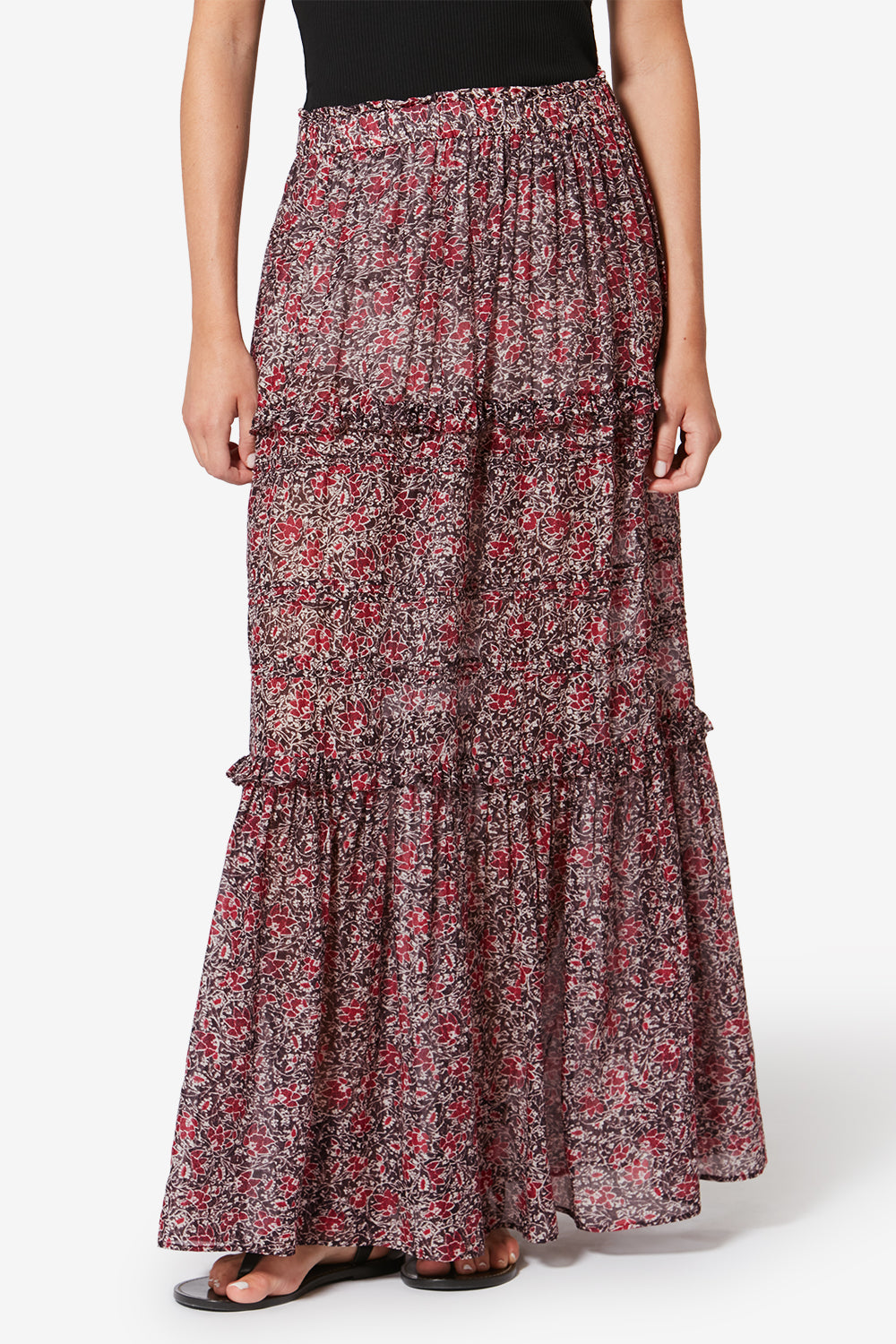 Volomia frilly organic cotton voile skirt - Crushed berry - Woman - 4