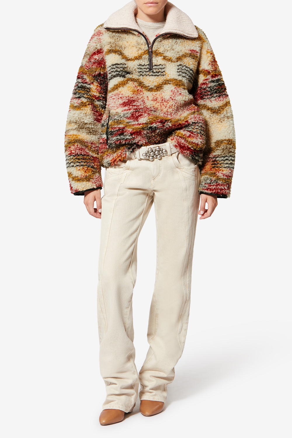 Fleece marner mit wolkenmuster - Ecru-ochre - Woman - 2