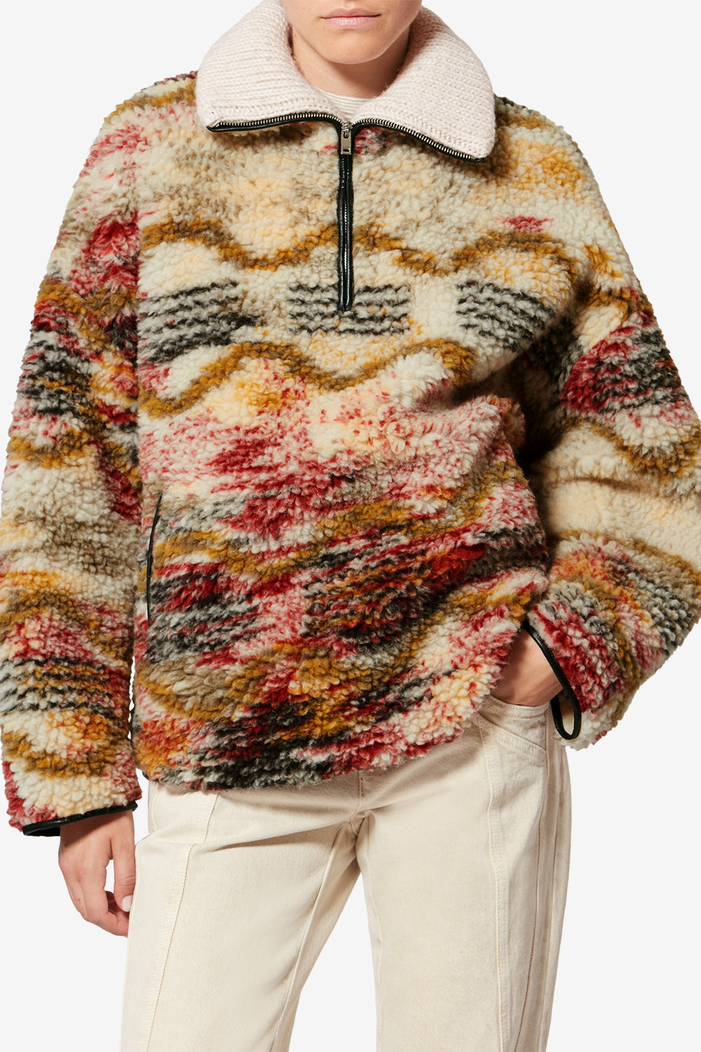 Fleece marner mit wolkenmuster - Ecru-ochre - Woman - 4