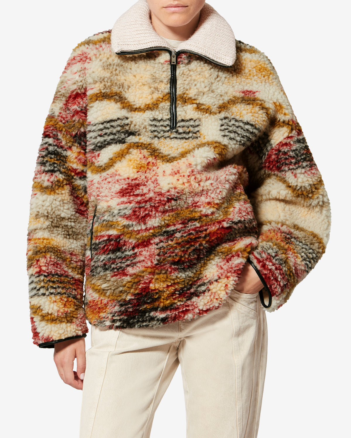 Fleece marner mit wolkenmuster - Ecru-ochre - Woman - 3