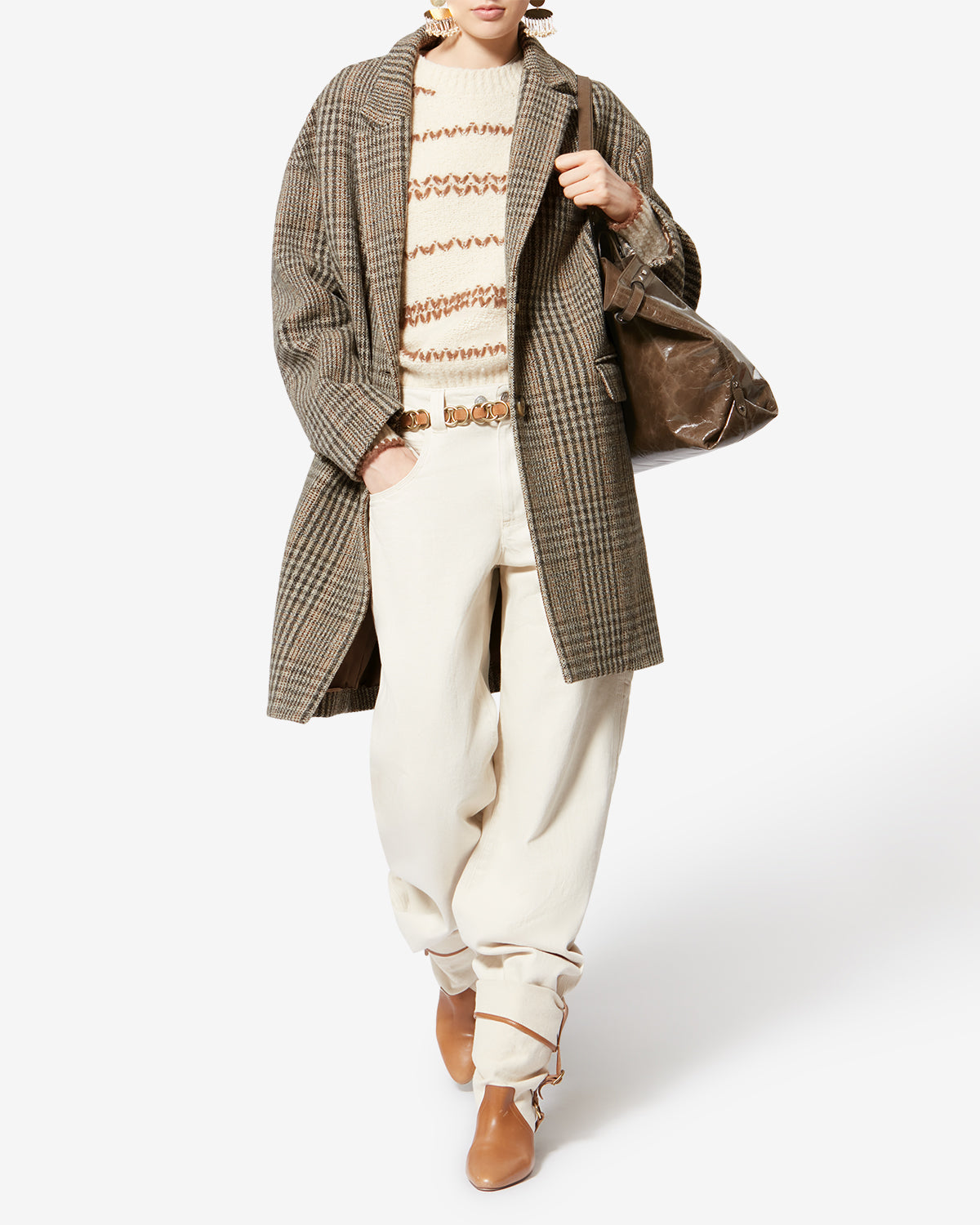 Limizia prince-of-wales check virgin wool coat - Beige - Woman - 1