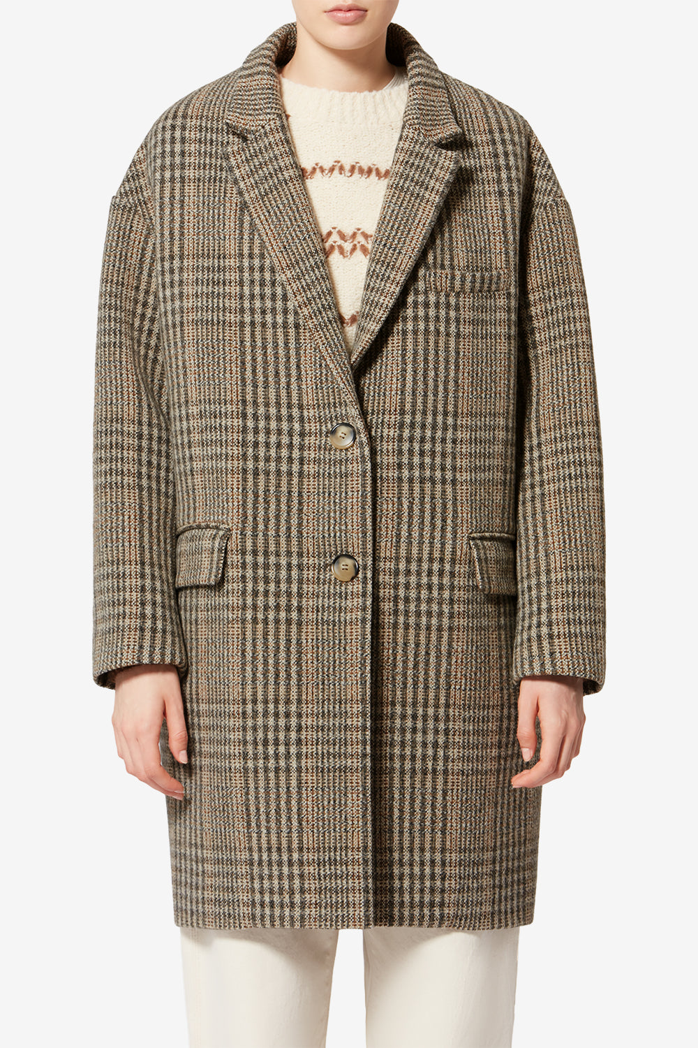 Limizia prince-of-wales check virgin wool coat - Beige - Woman - 4