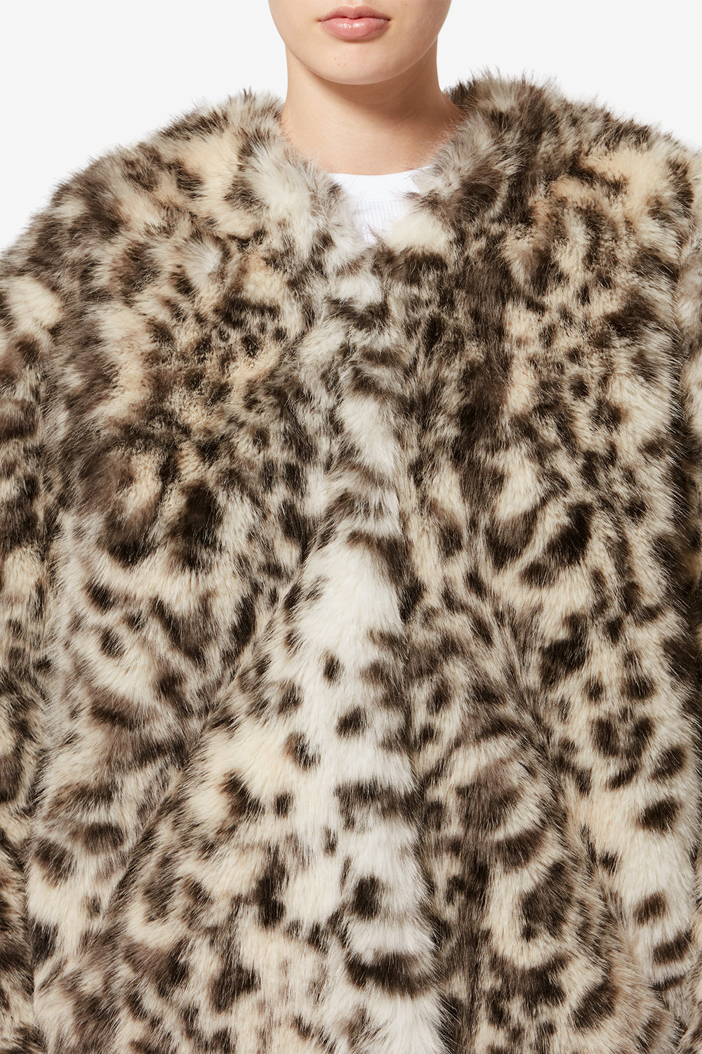 Manteau court en fausse fourrure aglae - Écru et noir - Woman - 3