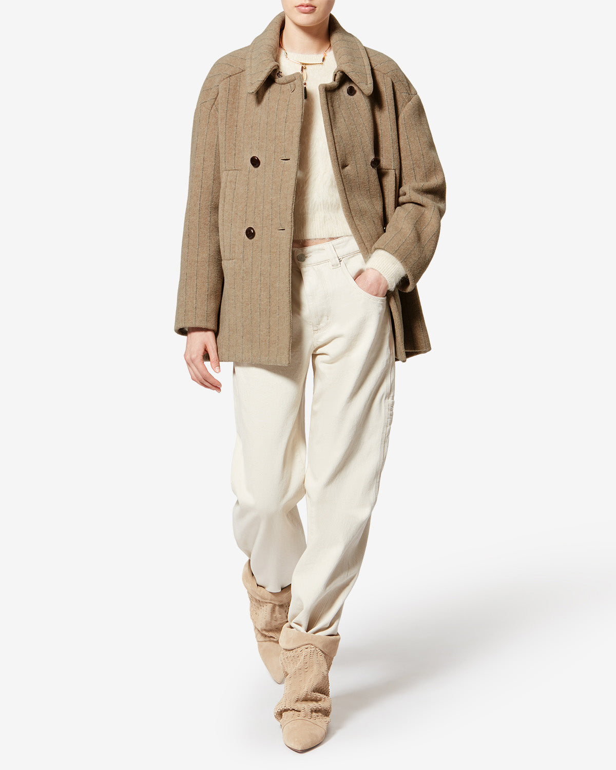 ISABEL MARANT ピーコート　美品 Pimia Jacket Isabel Marant in ochre denim with faux fur | La