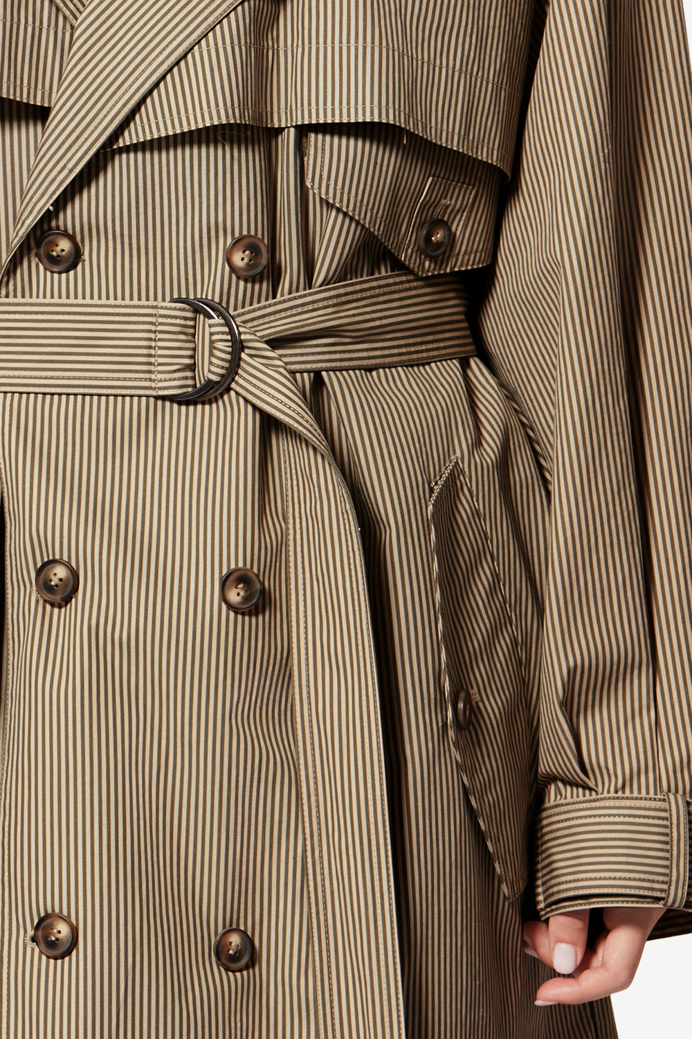 Chilma 스트라이프 코튼 트렌치코트 - Beige-khaki - Woman - 3