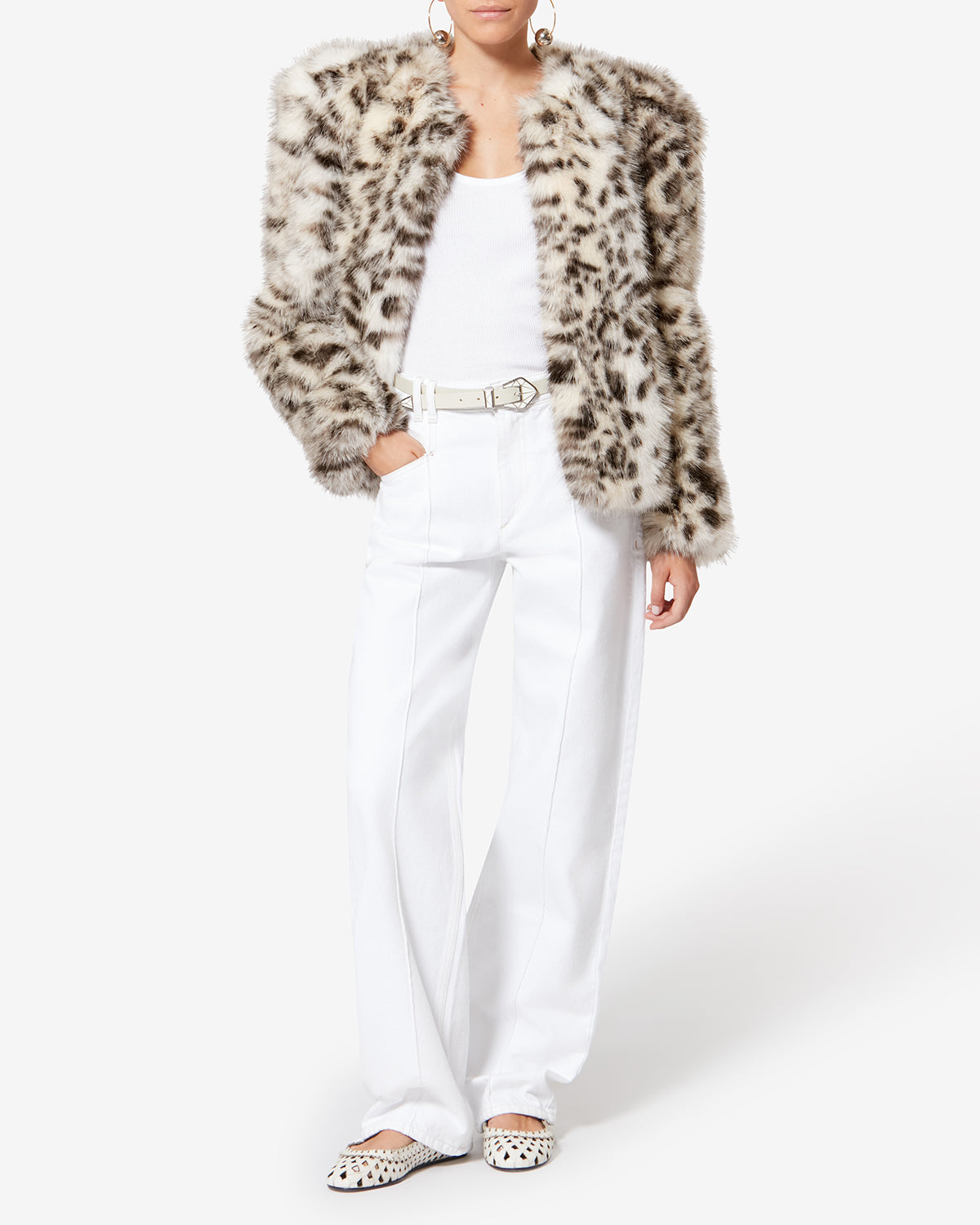 Teddy aus gesprenkeltem kunstpelz bahria - Ecru and black - Woman - 1